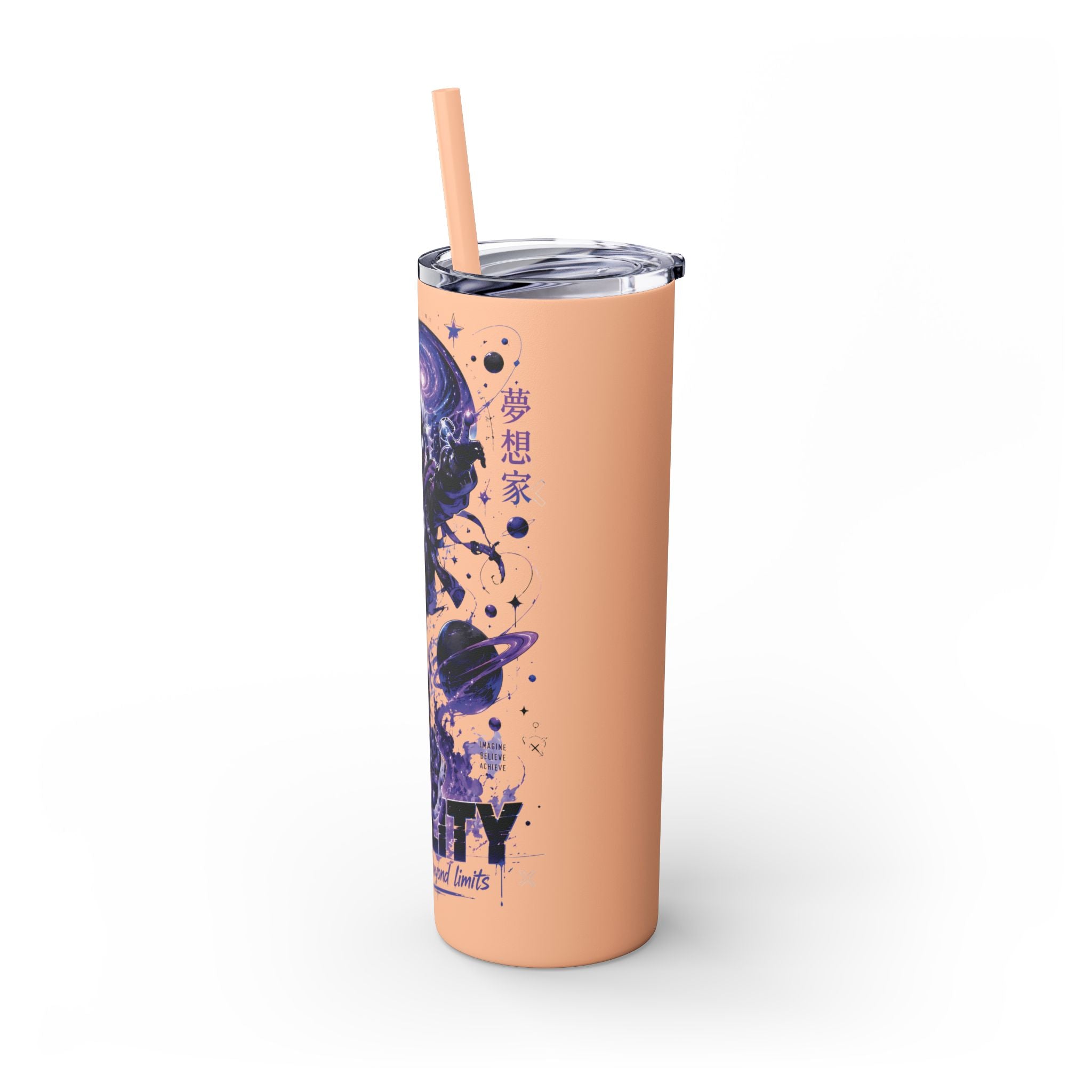 Galaxy Astronaut 20oz Skinny Tumbler with Straw – Cosmic Adventure Drink Cup