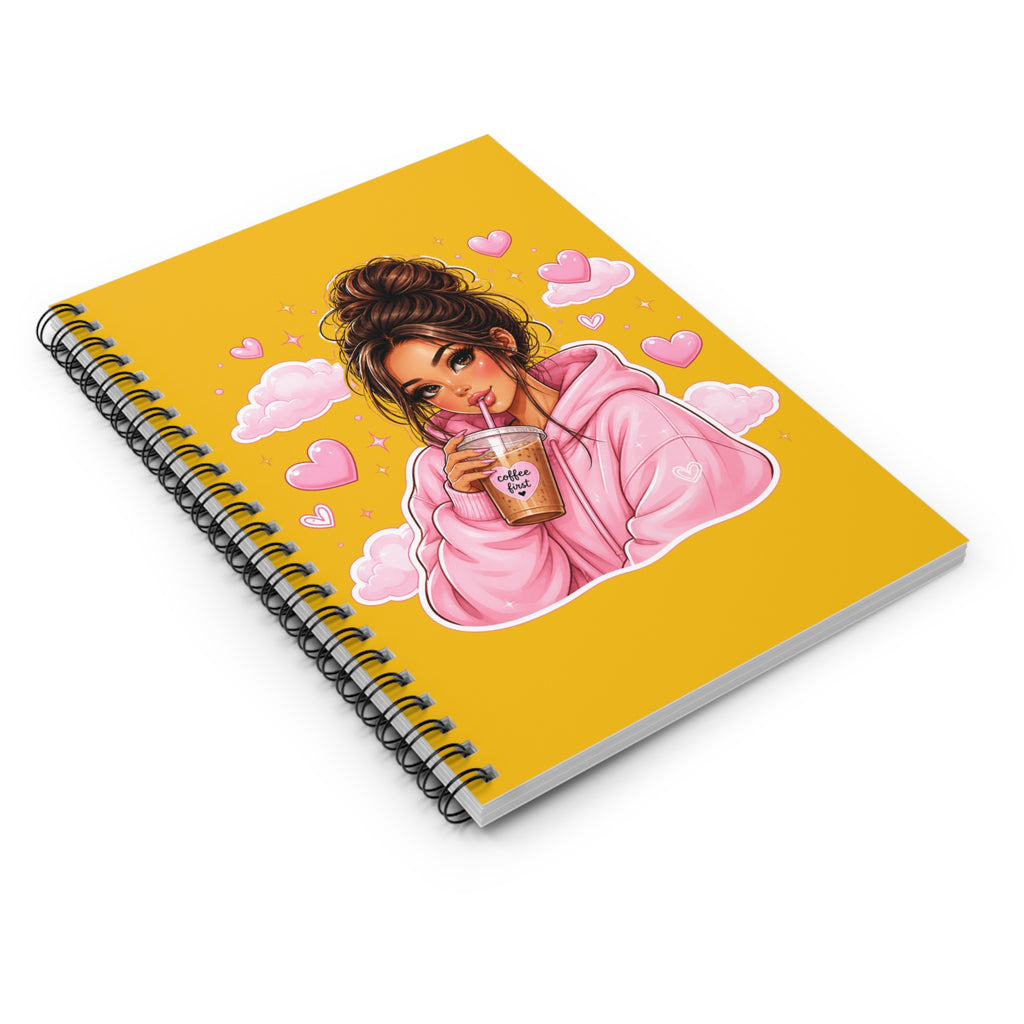Spiral Notebook — Cute Girl with Bubble Tea Illustration