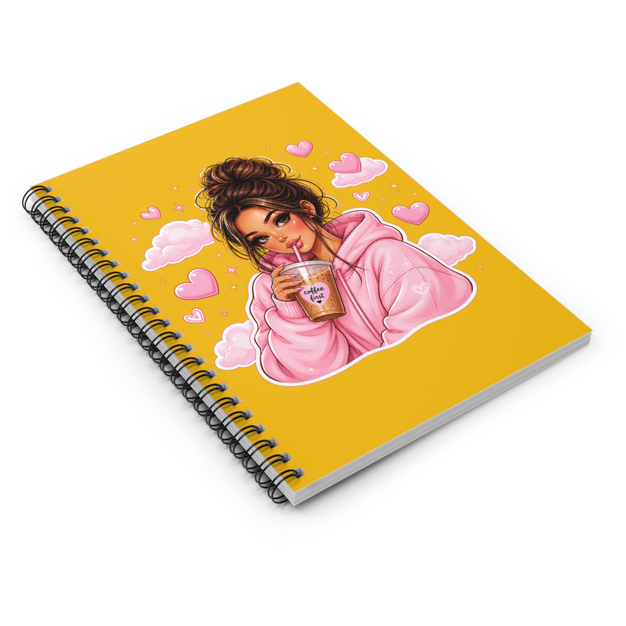Spiral Notebook — Cute Girl with Bubble Tea Illustration