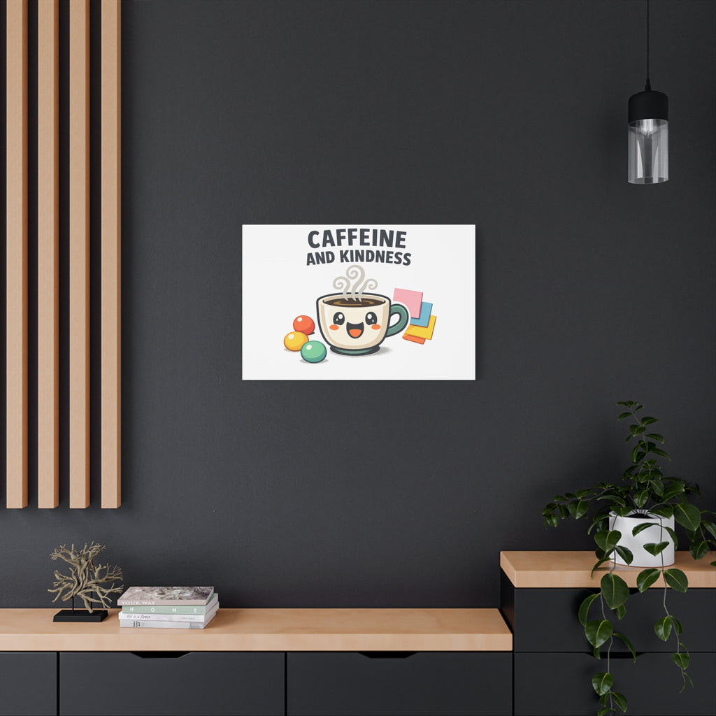 Caffeine and Kindness Canvas | Office Humor, Coffee Fuel Wall Art