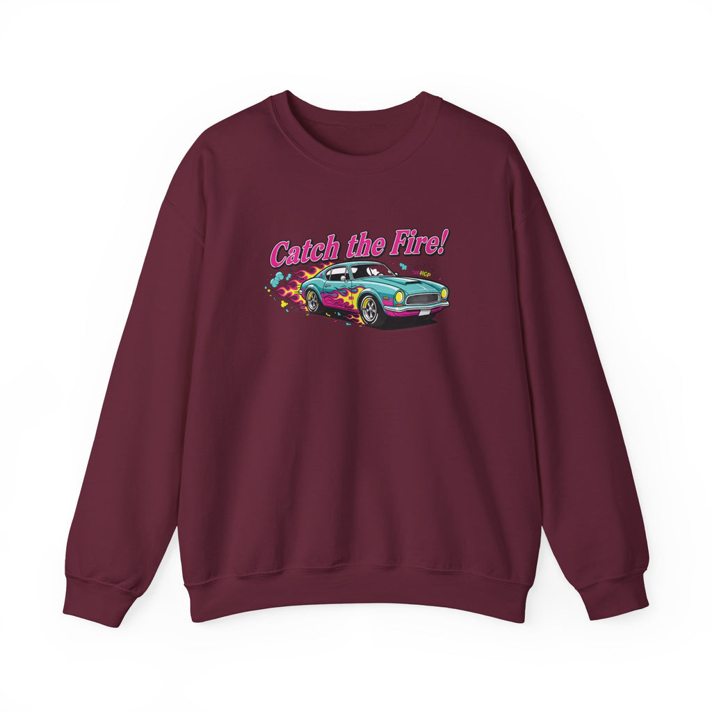 Cartoon Dragster Flames Sweatshirt | Vintage Car Illustration, Racing Flame