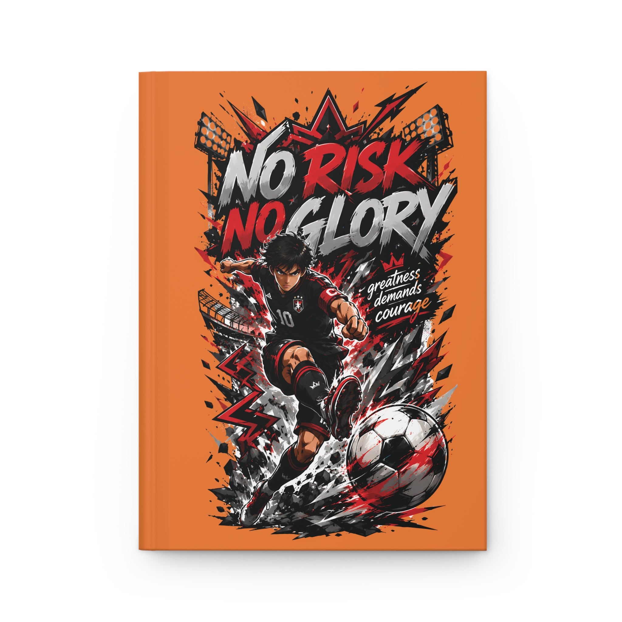 No Risk No Glory Soccer Journal — Personalized Numbered Hardcover Notebook