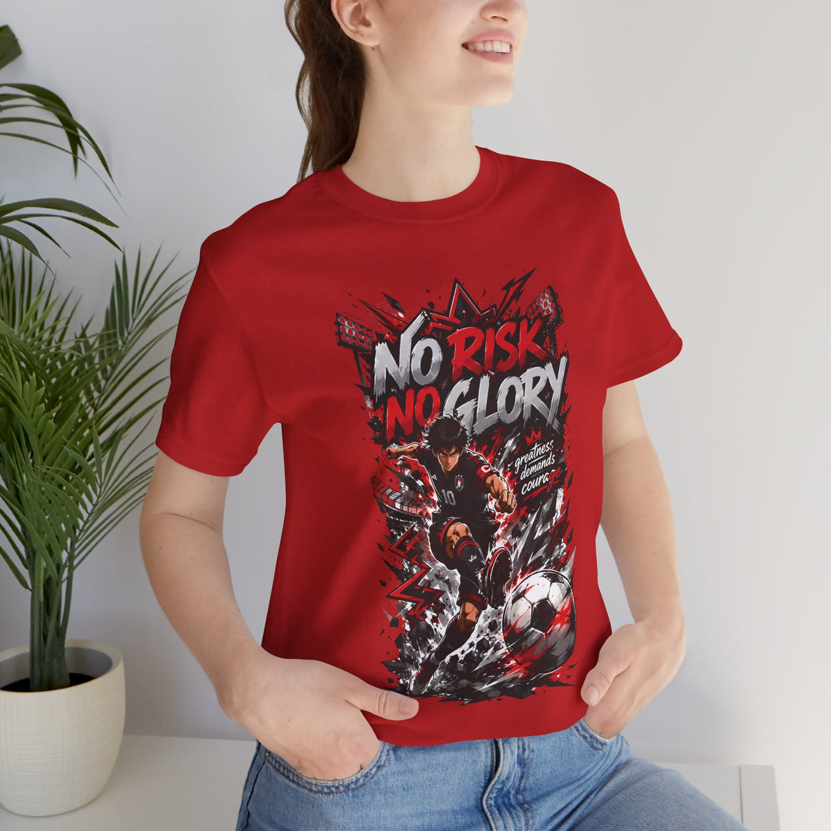 No Risk No Glory Soccer Graphic T Shirt