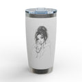 20oz Engraved Tumbler — Cute Girl Drinking Coffee Sketch