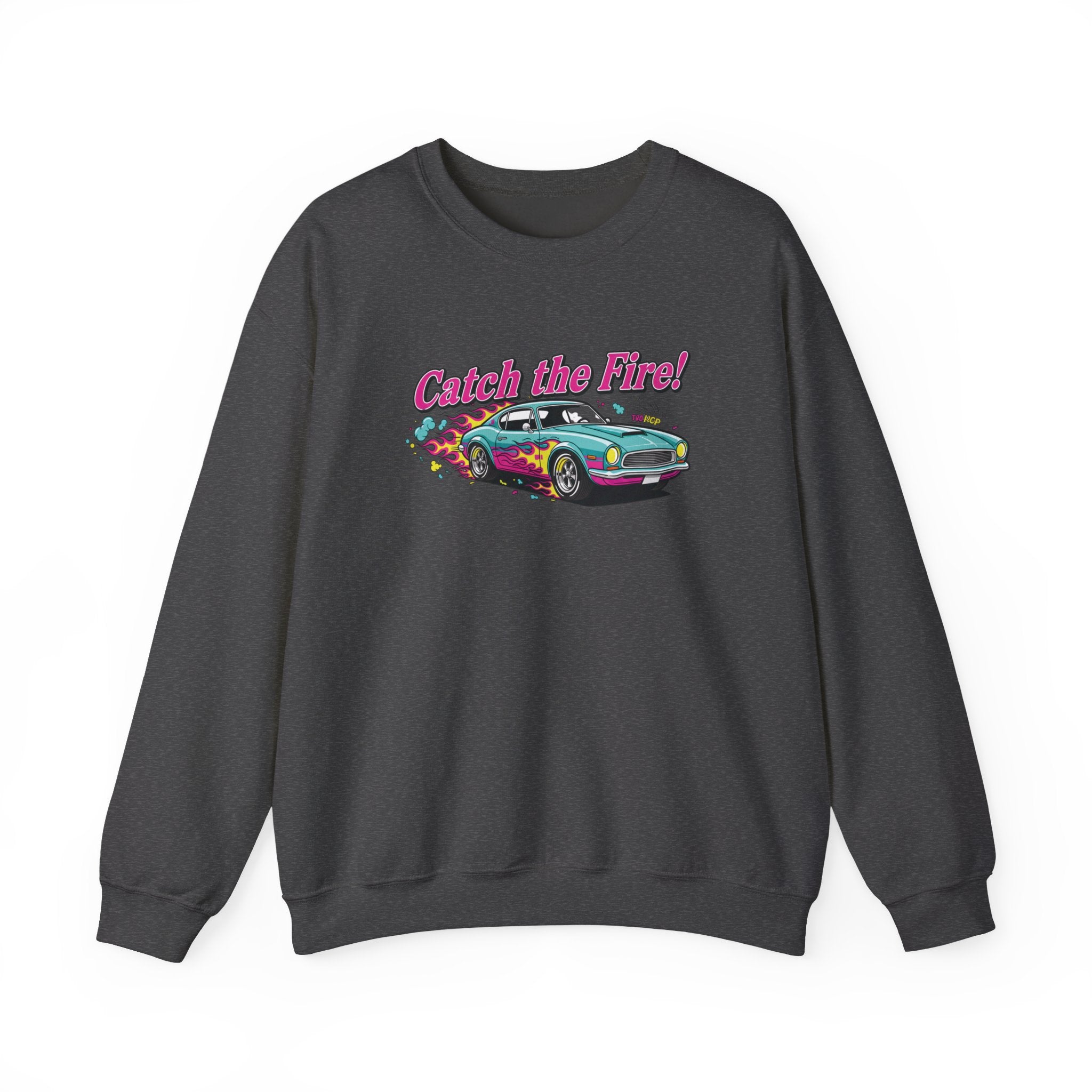 Cartoon Dragster Flames Sweatshirt | Vintage Car Illustration, Racing Flame