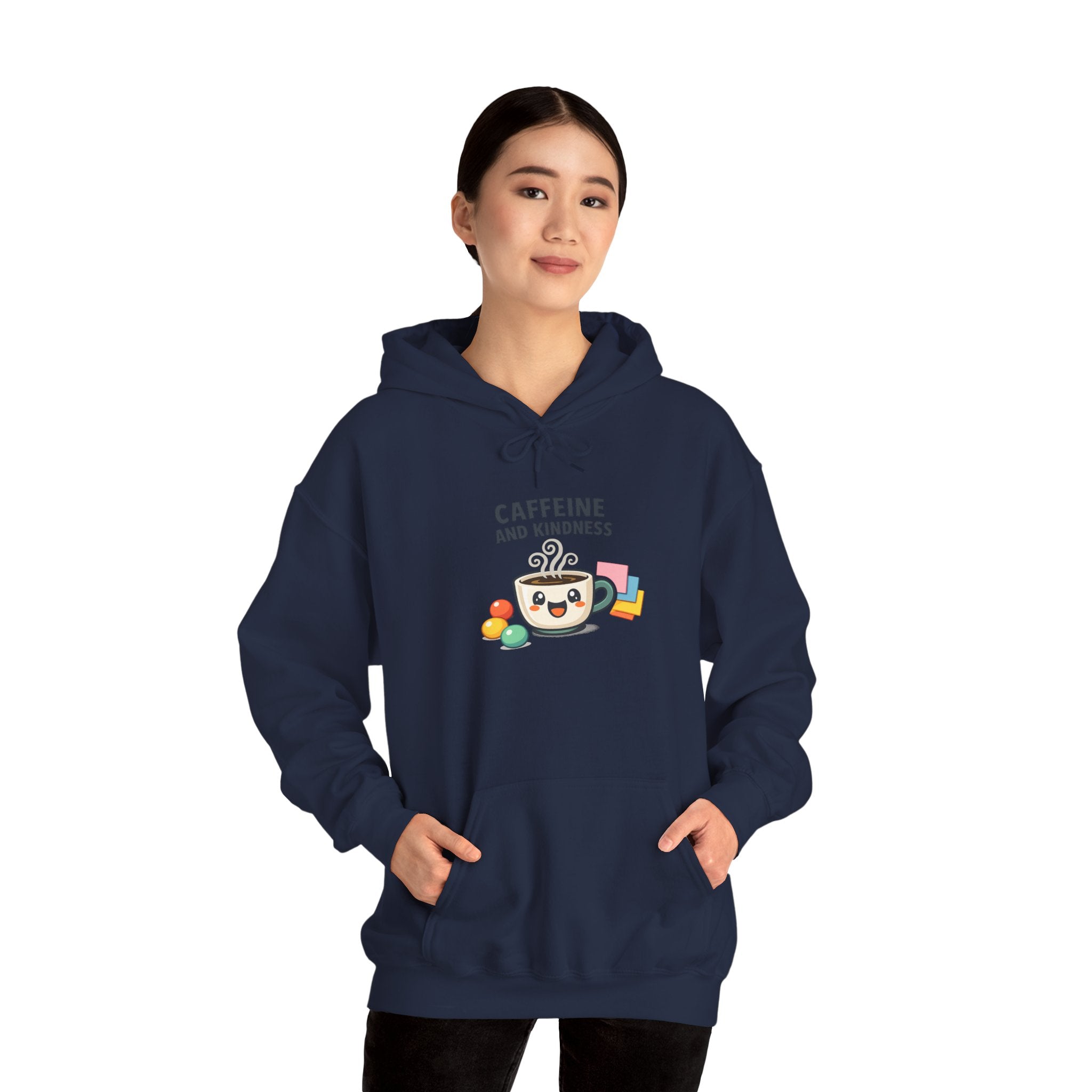 Caffeine and Kindness Hoodie - Cozy Coffee-Themed Sweatshirt