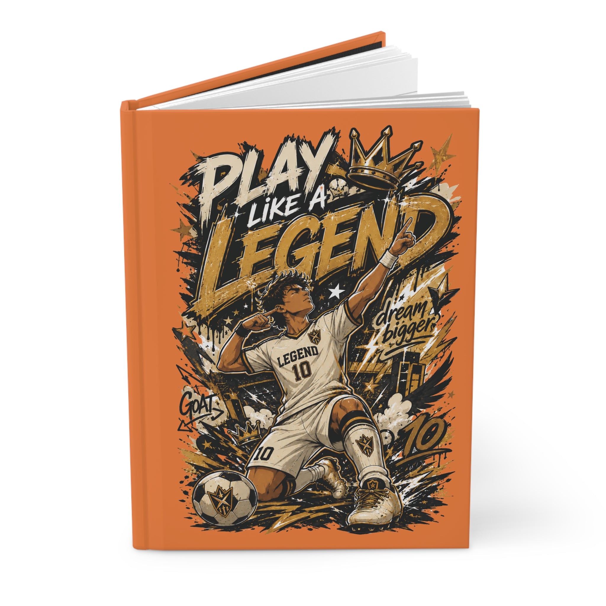 Play Like a Legend Soccer Hardcover Journal — Personalized Number 10 Notebook