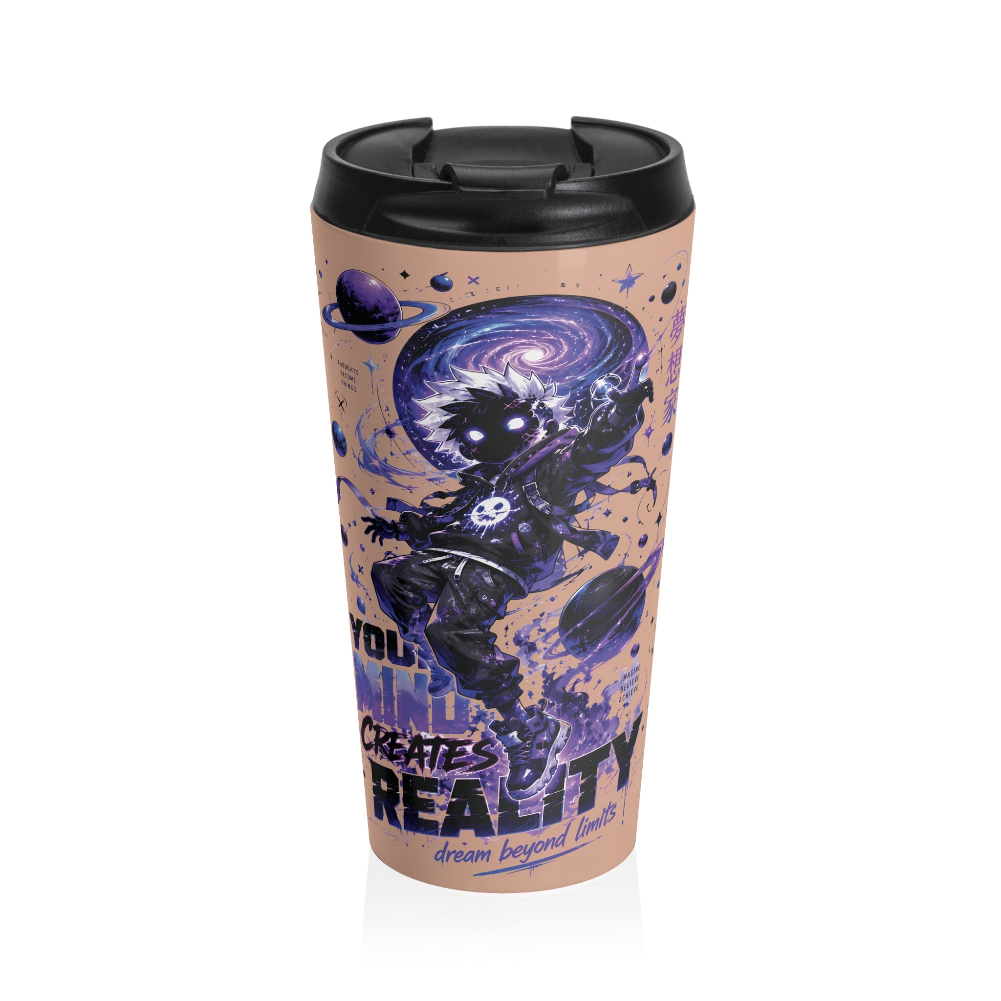Your Mind Creates Reality Cosmic 15oz Travel Mug Dusty Rose