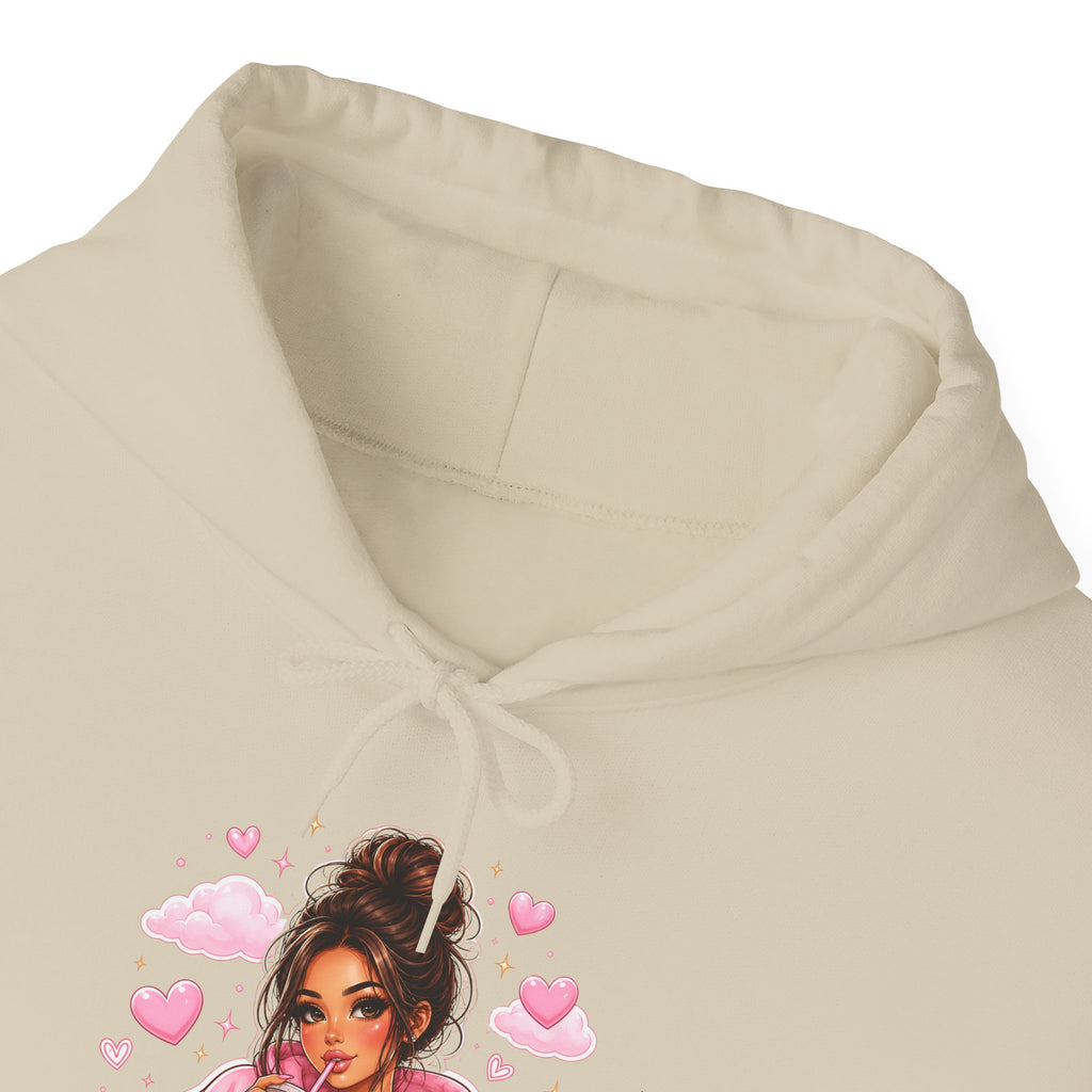 Cute Pink Heart Girl Hoodie — Cozy Graphic Sweatshirt