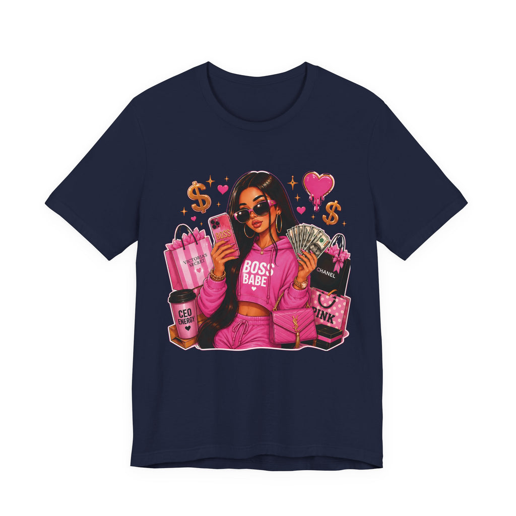 Boss Babe Pink Fashion Tee — Women’s Glam Money & Shopping Graphic Shirt
