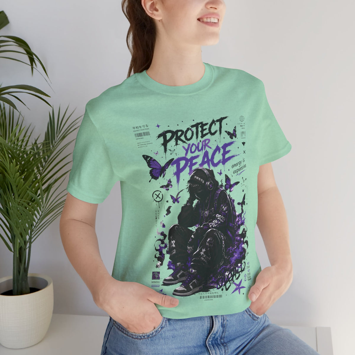 Protect Your Peace Gothic Butterfly Graphic T Shirt