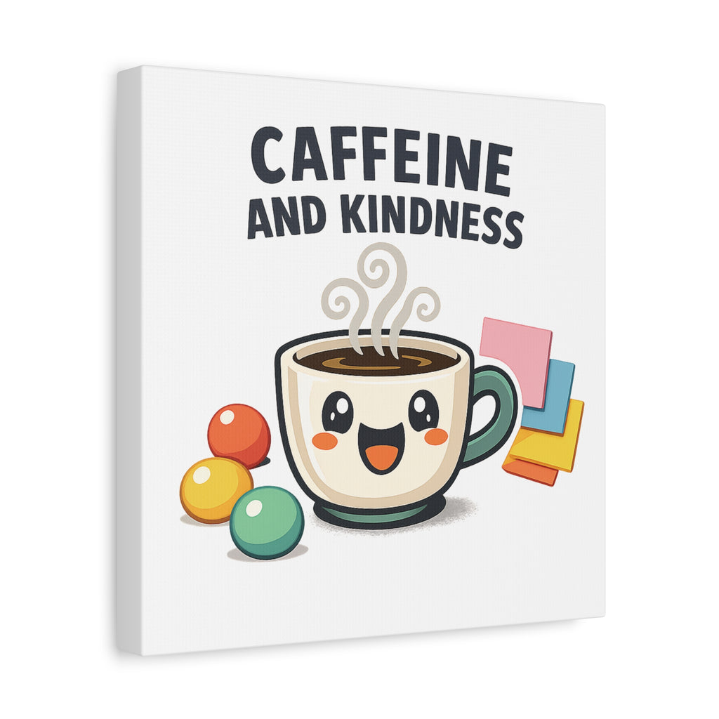 Caffeine and Kindness Canvas | Office Humor, Coffee Fuel Wall Art