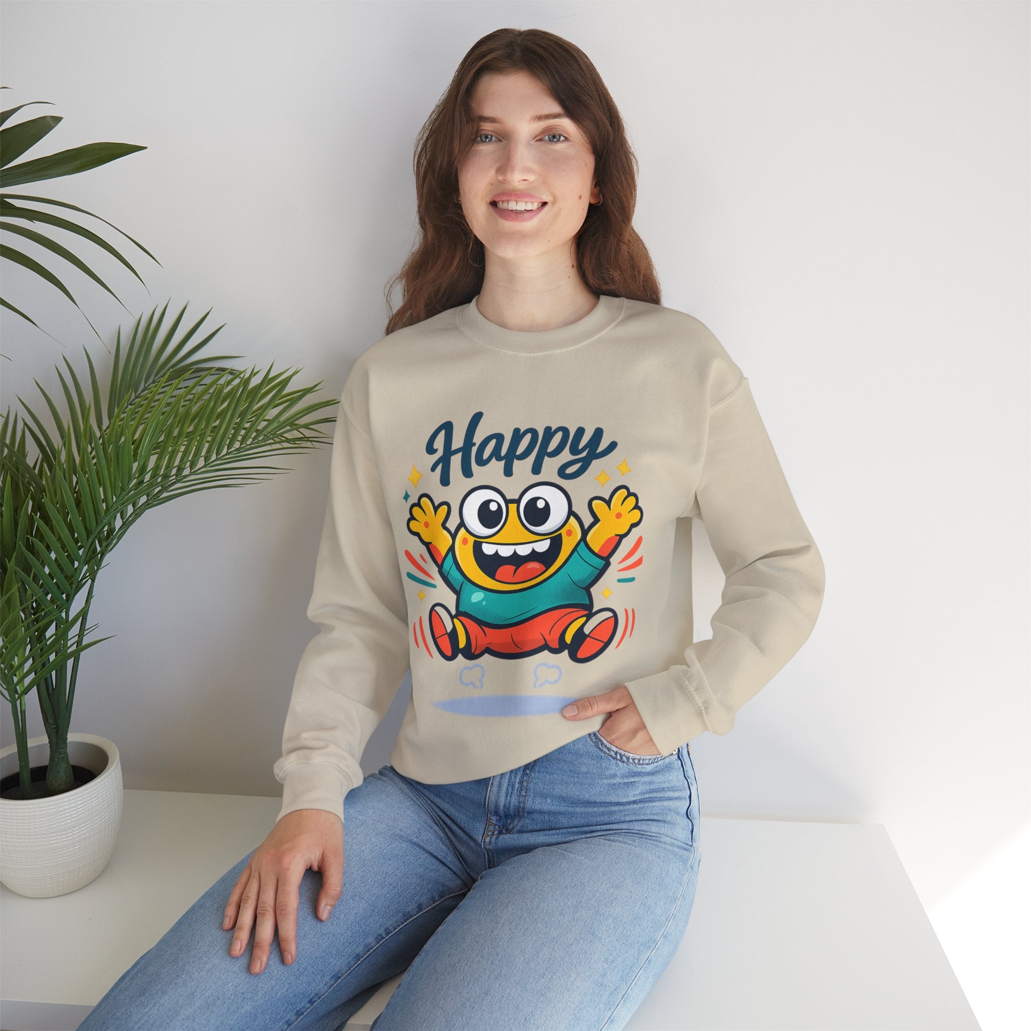 Happy Blob Cartoon Sweatshirt Cute Kawaii Crewneck