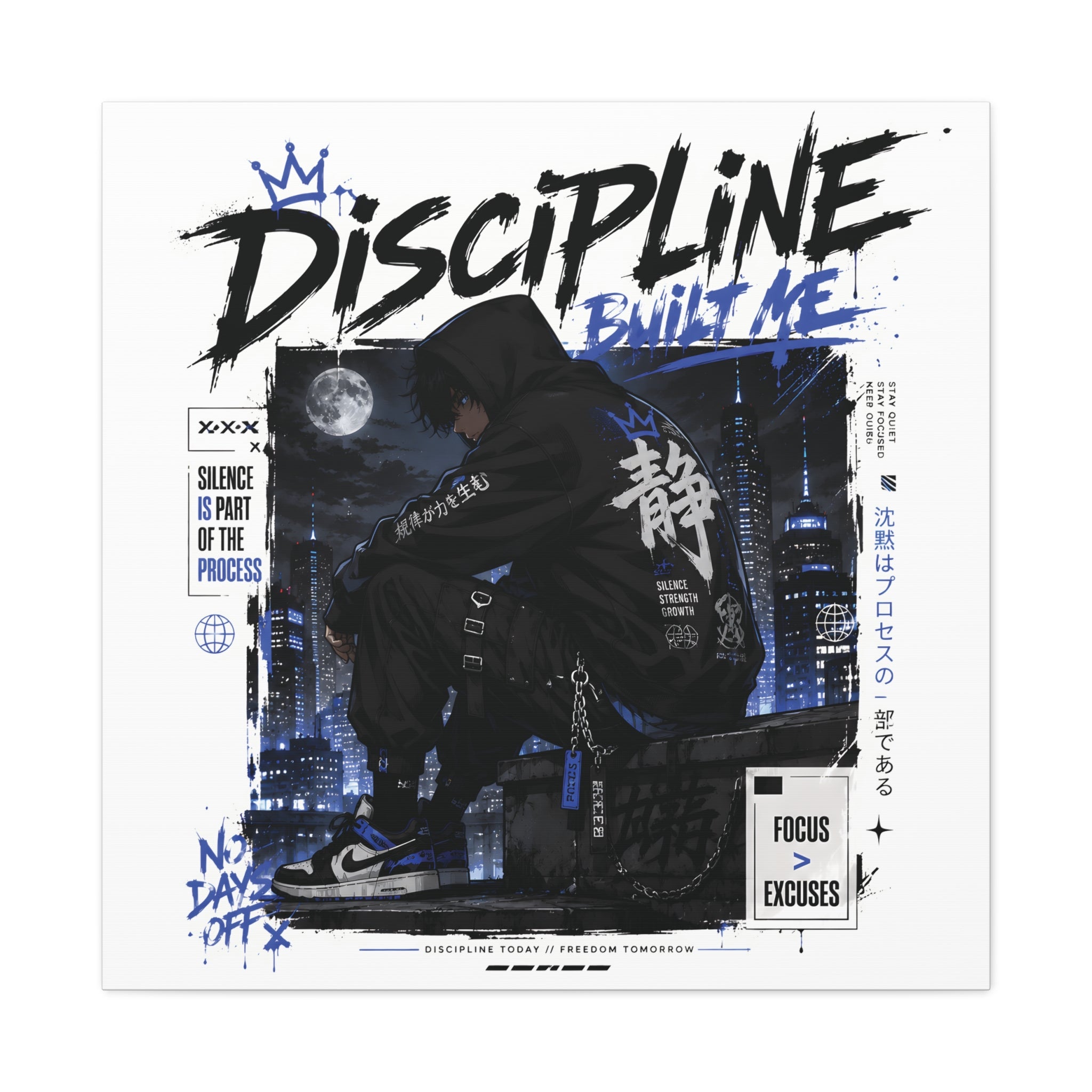 Discipline Built Me Canvas Print — Urban Streetwear Motivational Wall Art