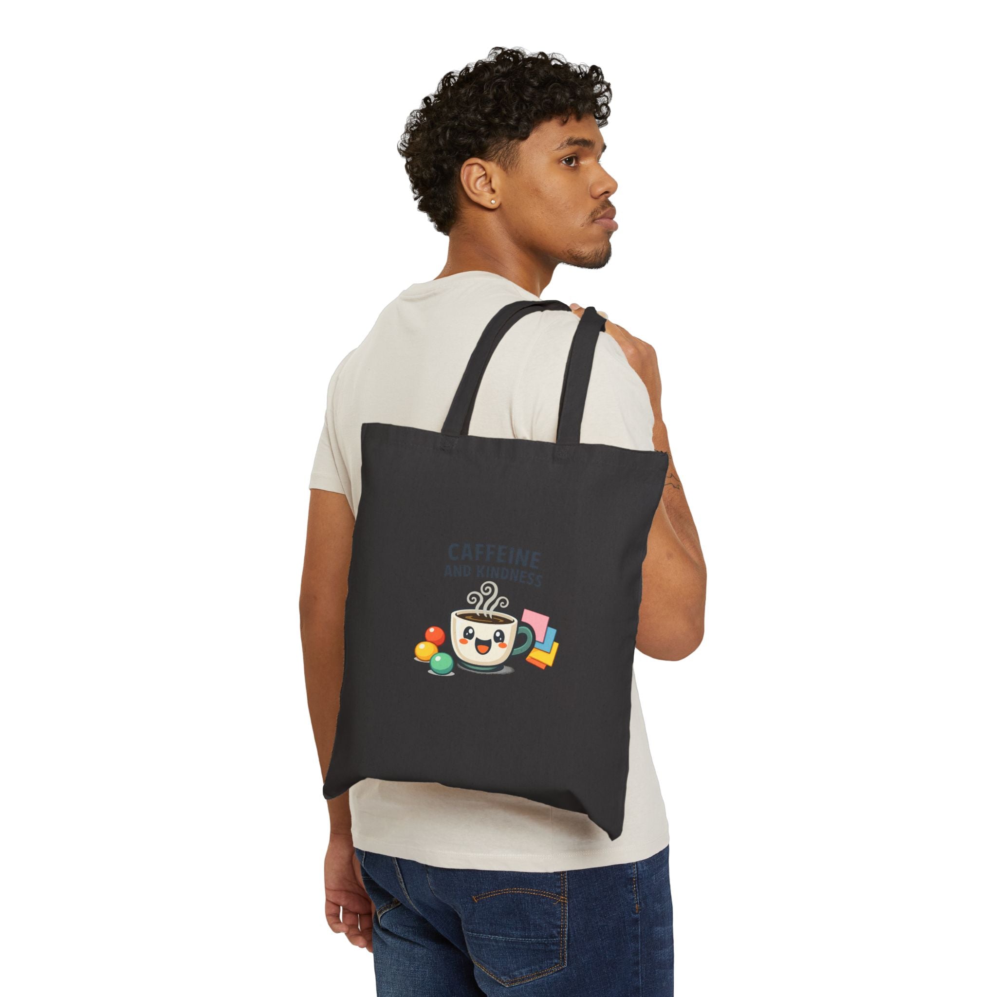 Caffeine and Kindness Tote - Cotton Canvas Everyday Bag