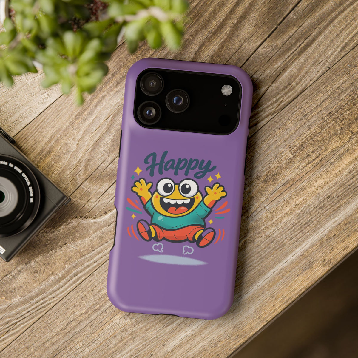 Happy Monster Magnetic Protective Phone Case Purple