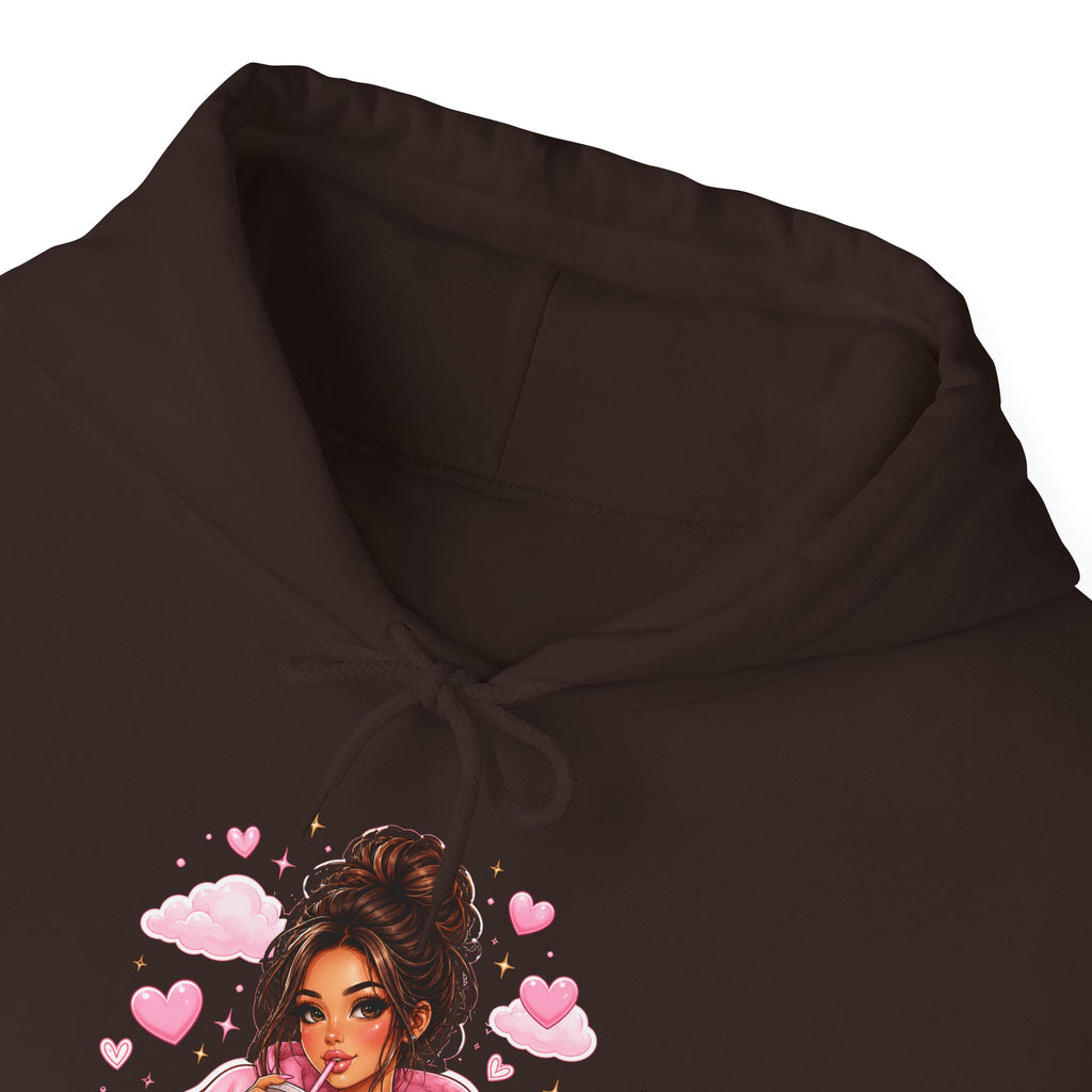Cute Pink Heart Girl Hoodie — Cozy Graphic Sweatshirt