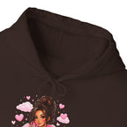 Cute Pink Heart Girl Hoodie — Cozy Graphic Sweatshirt