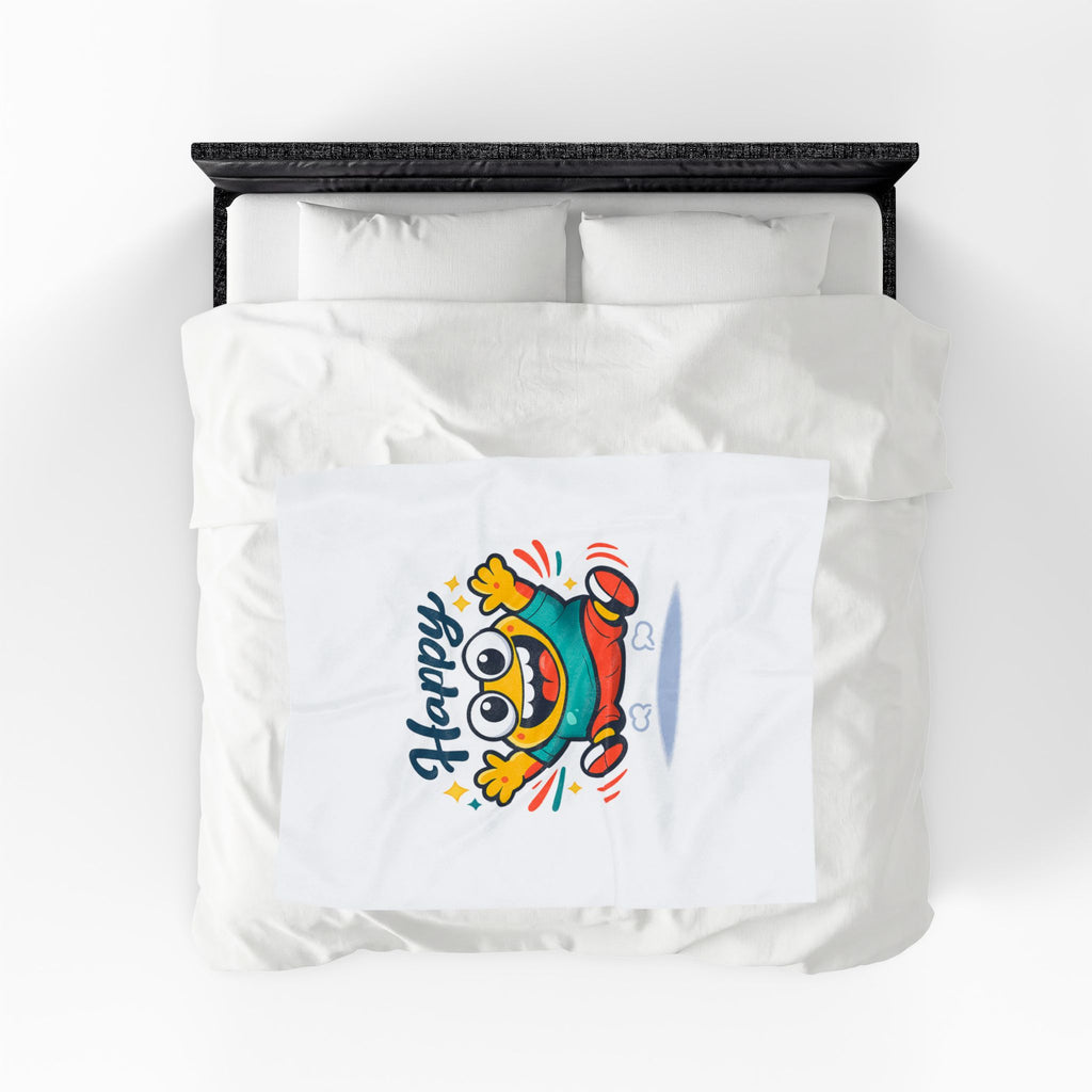Happy Mood Face Velveteen Blanket - Cute Cartoon Throw