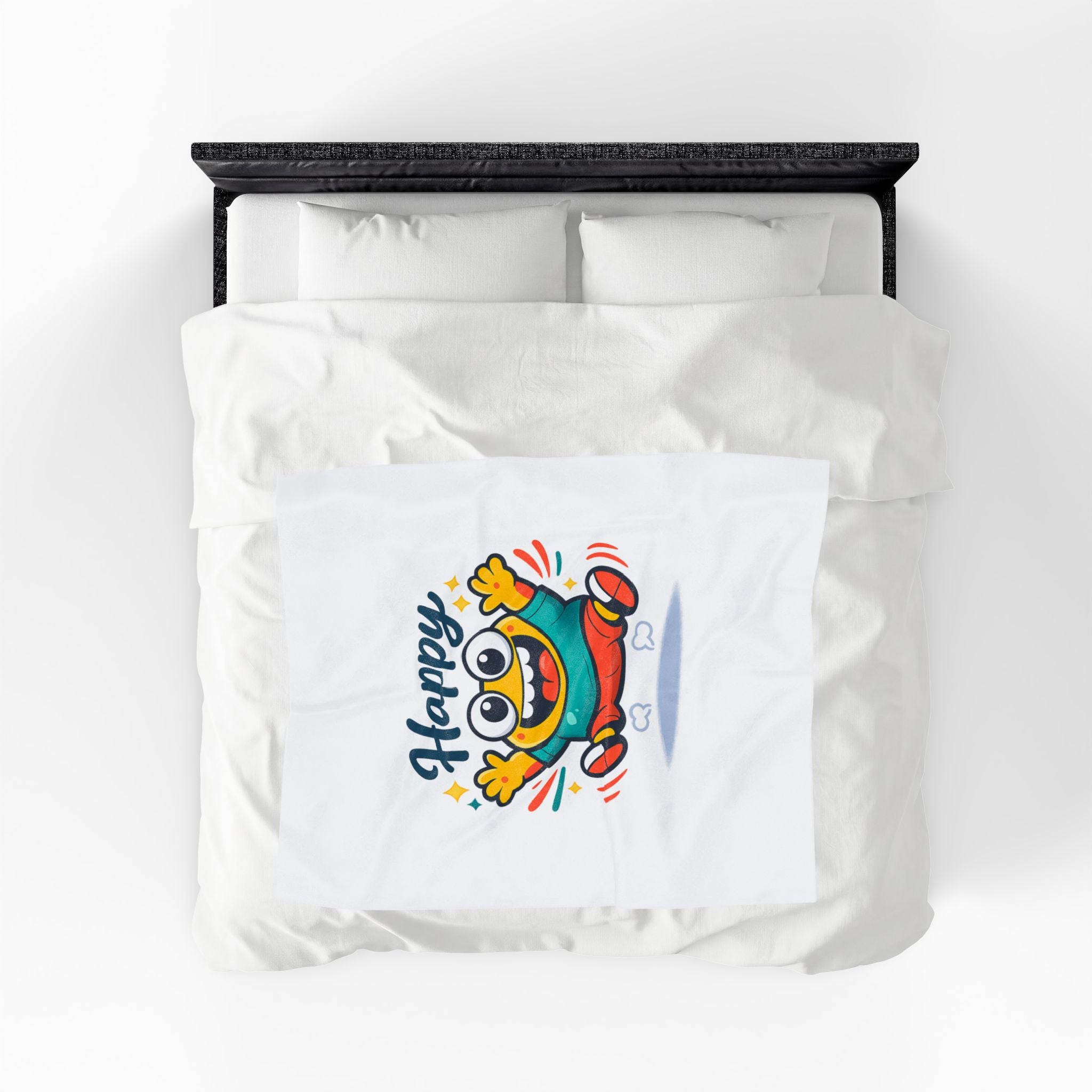 Happy Mood Face Velveteen Blanket - Cute Cartoon Throw