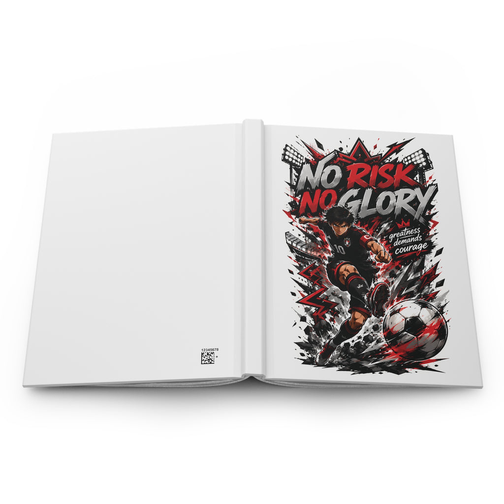 Soccer Journal — "No Risk, No Glory" Motivational Hardcover Notebook