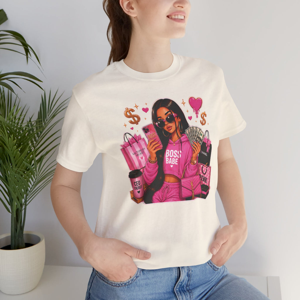Boss Babe Pink Fashion T Shirt Glam Shopping Graphic Tee
