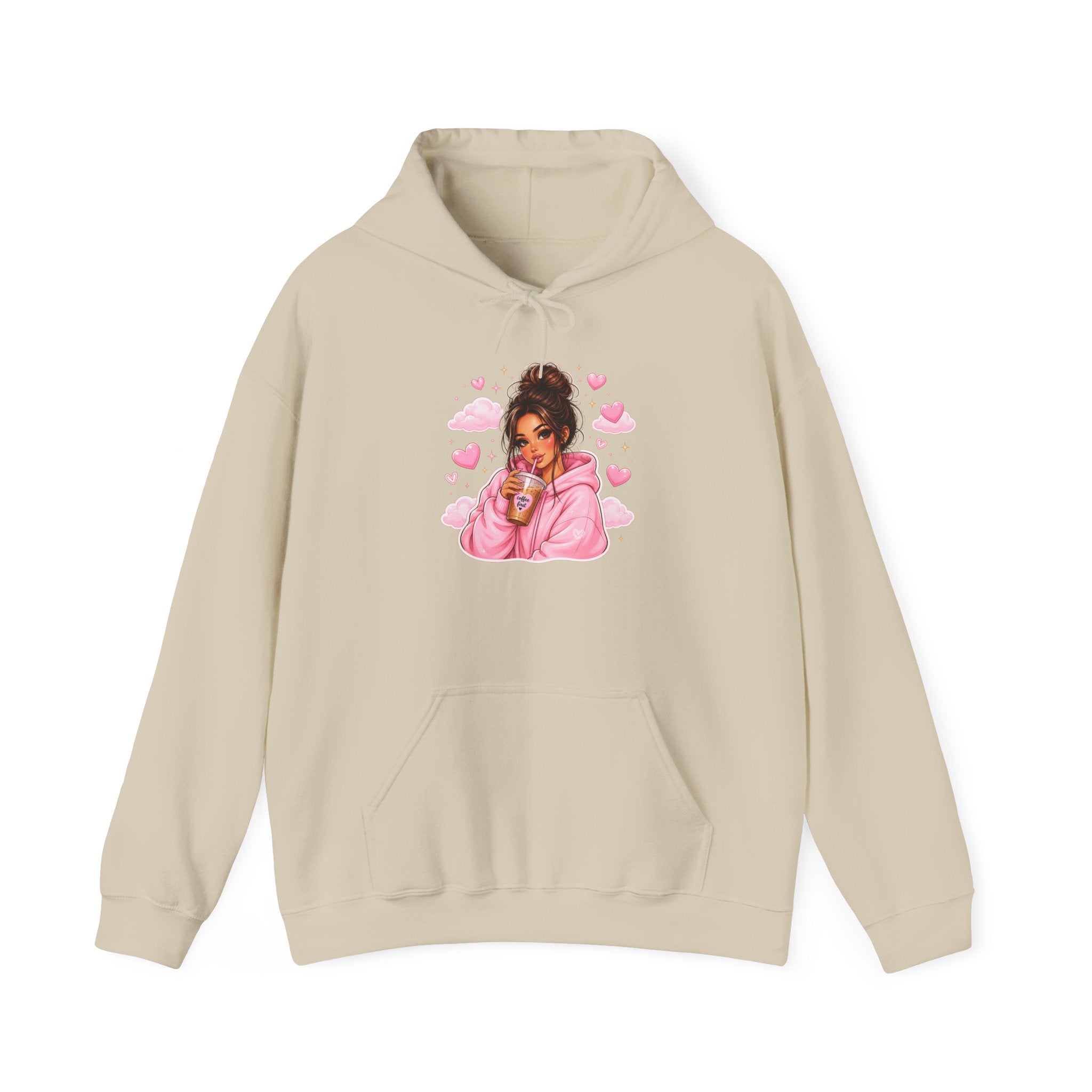 Cute Pink Heart Girl Hoodie — Cozy Graphic Sweatshirt