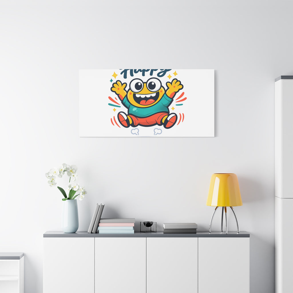 Happy Blob Cartoon Canvas | Bold Cartoon, Thick Outline, Kawaii Minimal