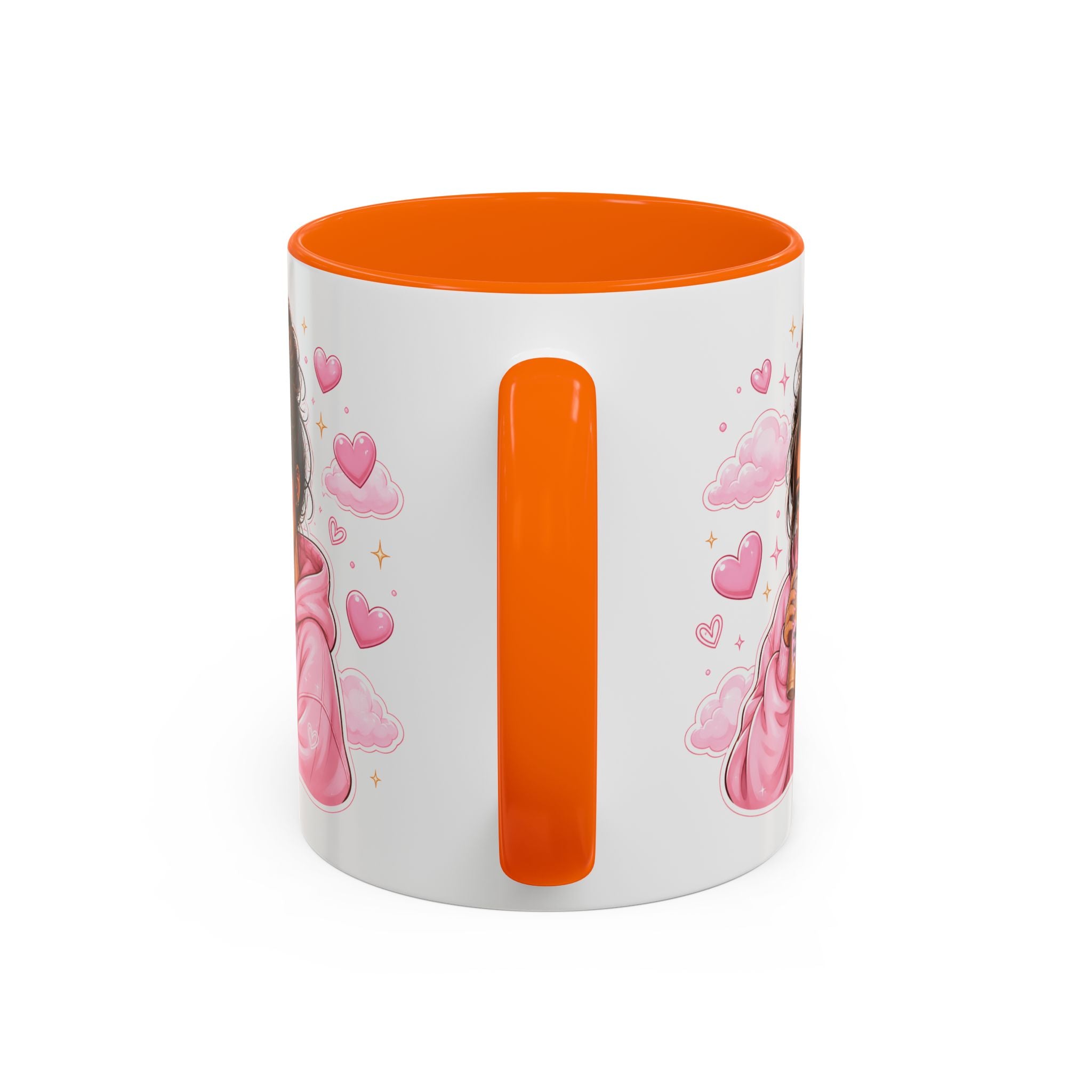 Cute Girl Pink Hoodie Coffee Mug — Iced Coffee Aesthetic Accent Mug (11/15oz)