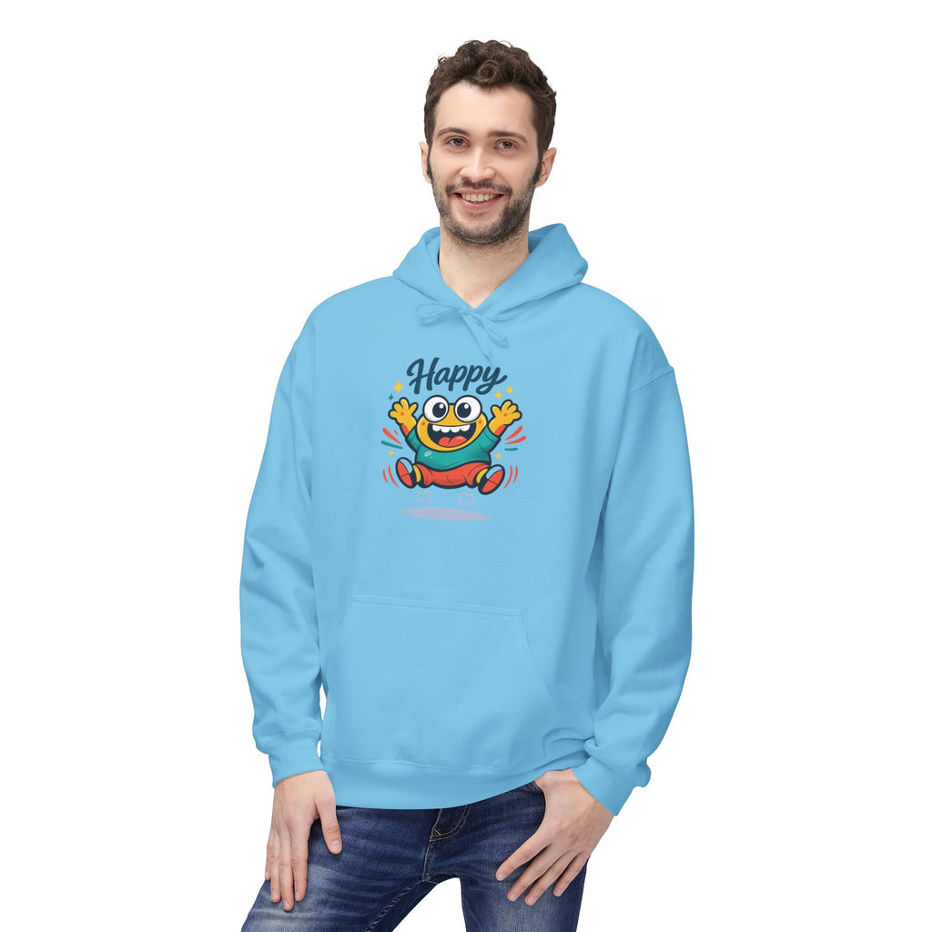 Happy Blob Graphic Hoodie – Cute Cartoon 'Happy' Pullover