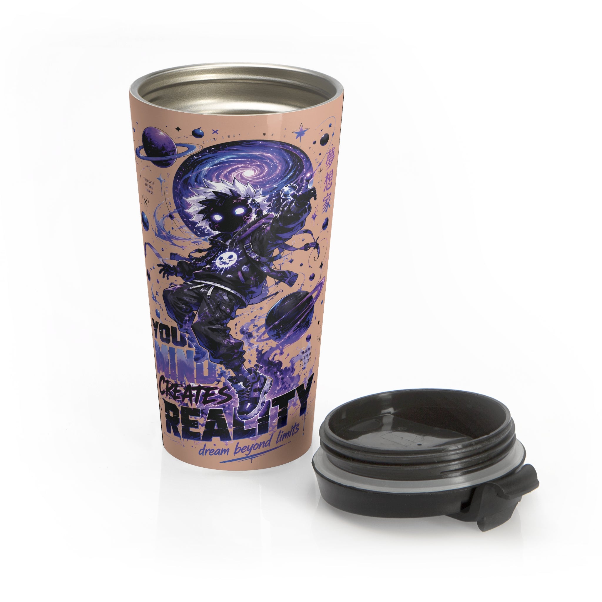 Your Mind Creates Reality Cosmic 15oz Travel Mug Dusty Rose