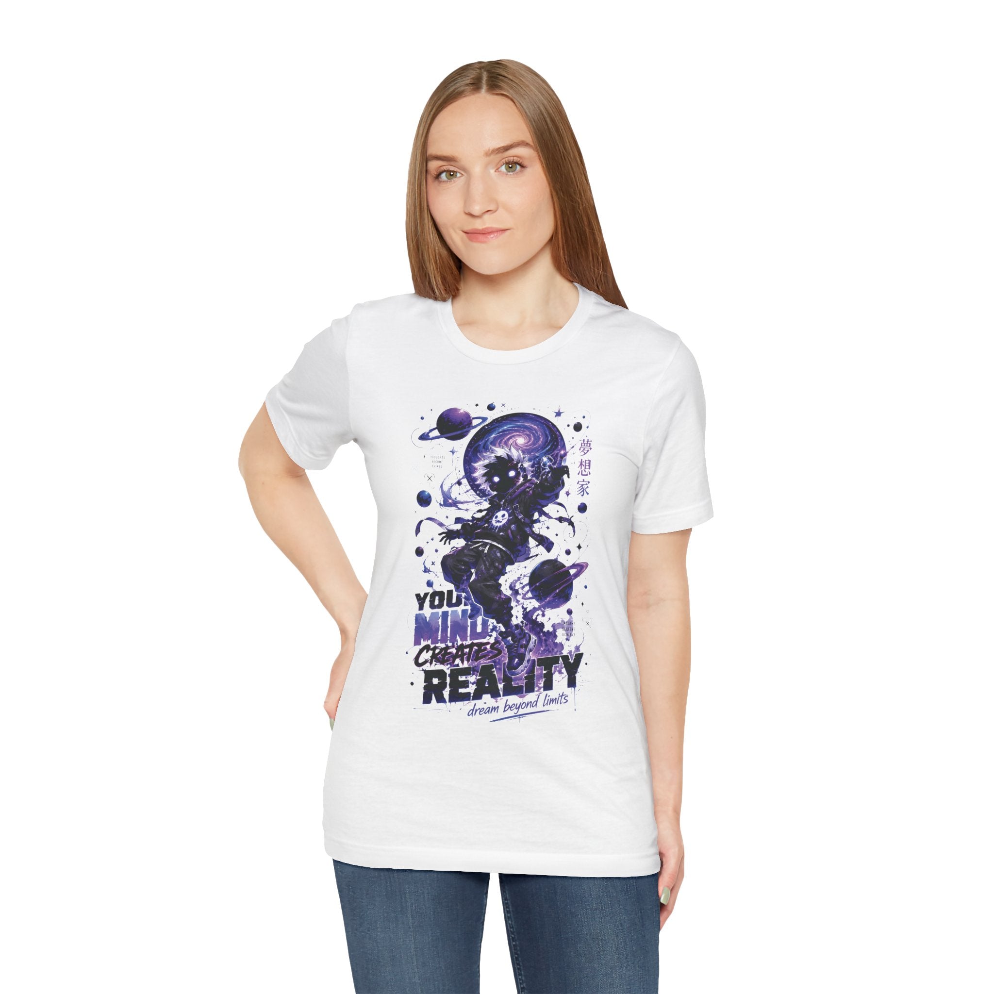 Astronaut Galaxy Tee — "Your Mind Creates Reality" Space Graphic T-Shirt
