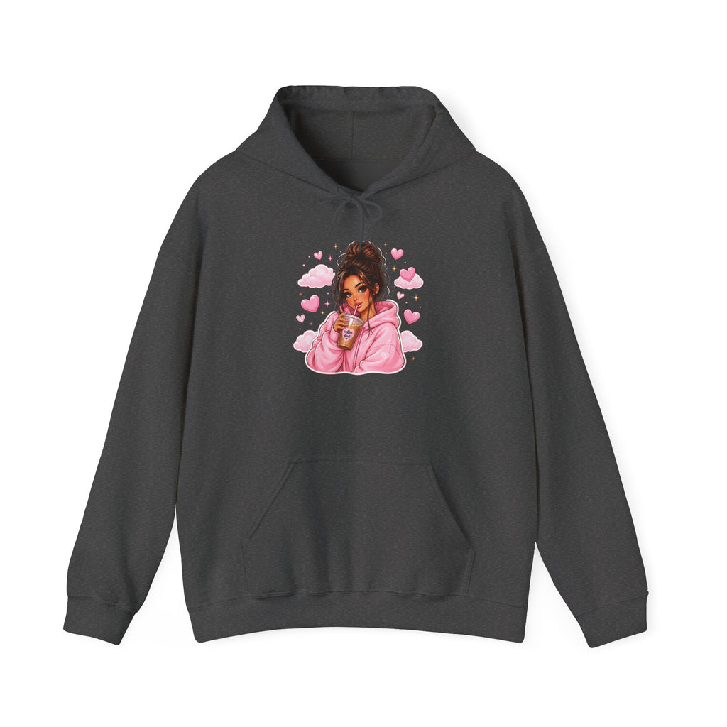 Cute Pink Heart Girl Hoodie — Cozy Graphic Sweatshirt