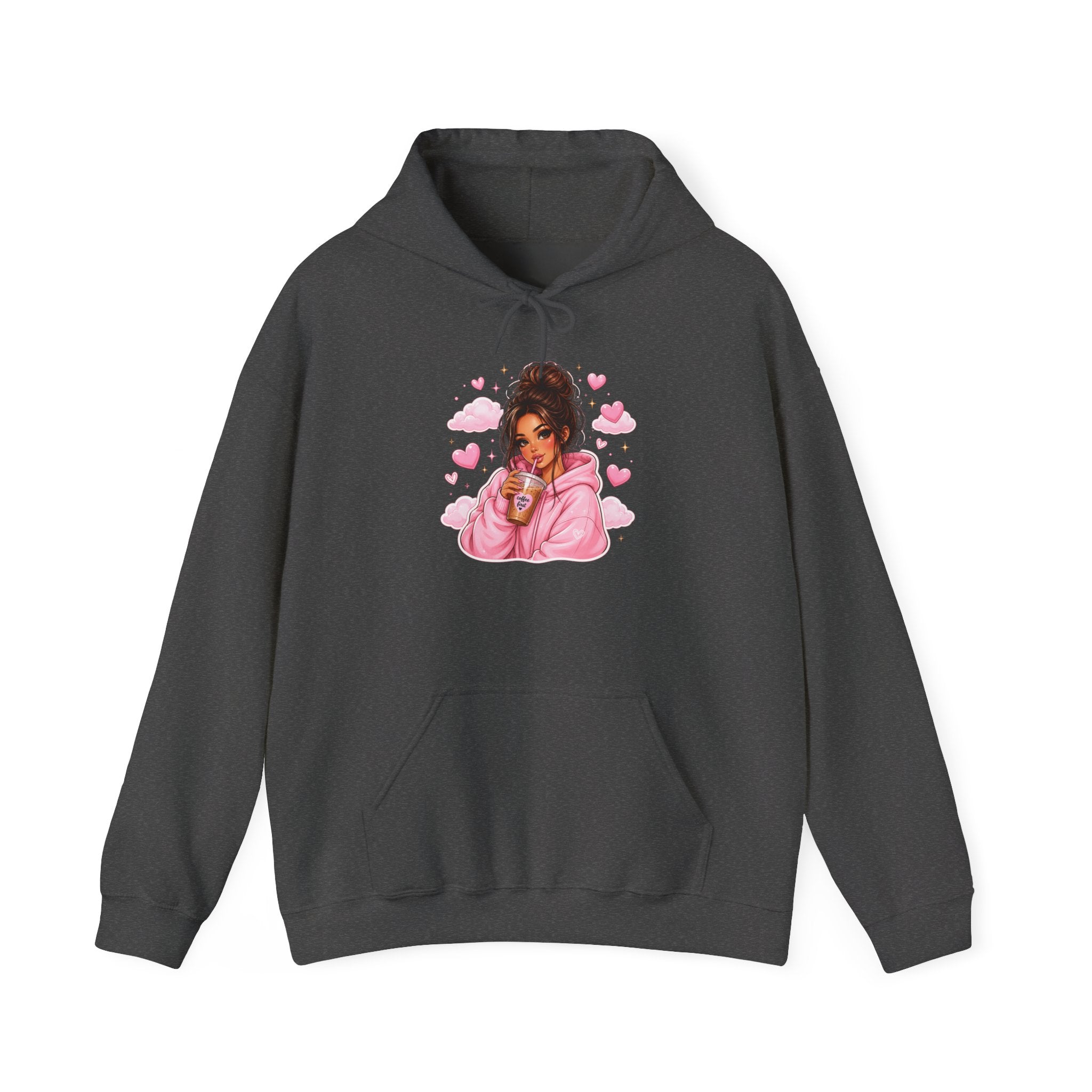 Cute Pink Heart Girl Hoodie — Cozy Graphic Sweatshirt