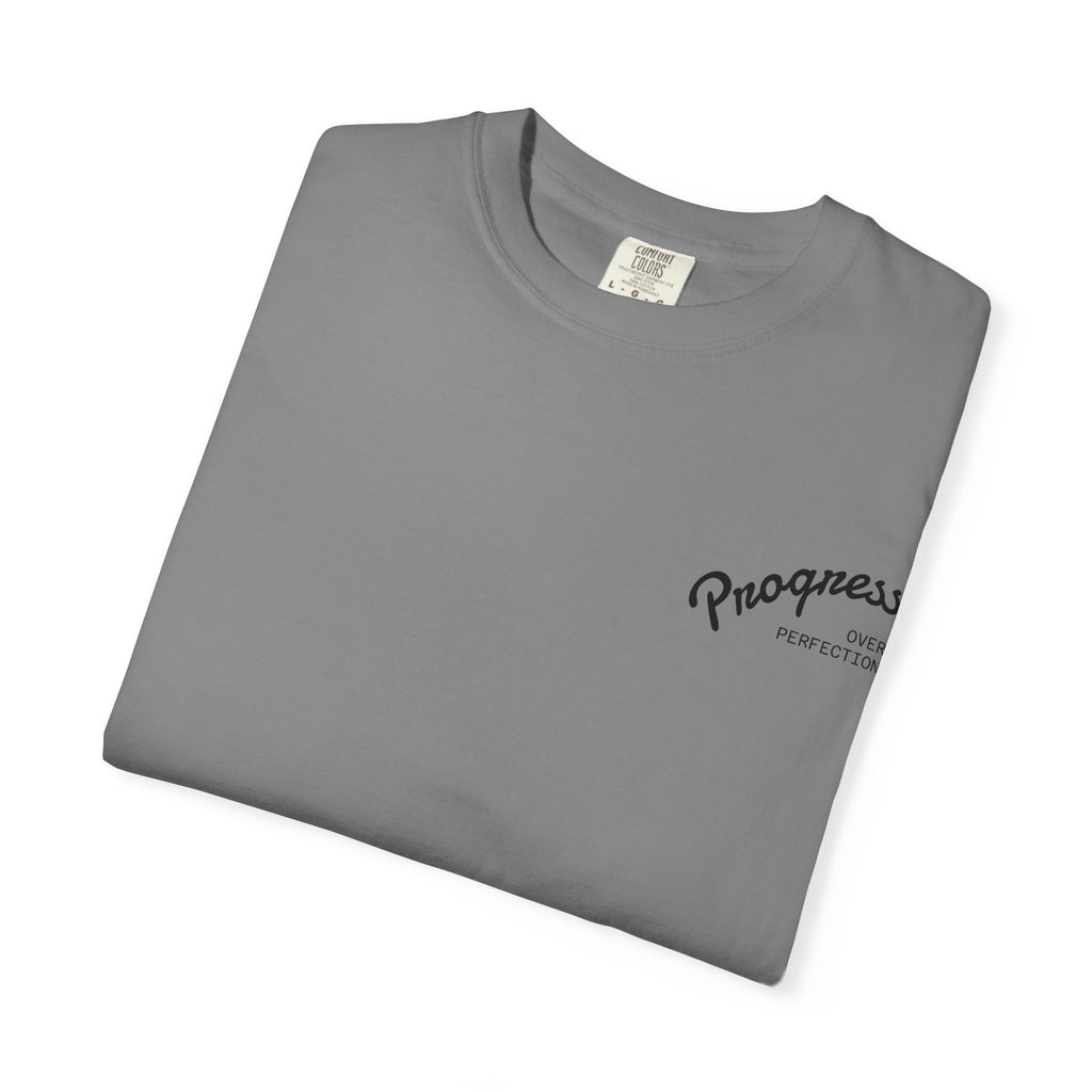 Progress Script Pocket Tee — Garment-Dyed White T-Shirt
