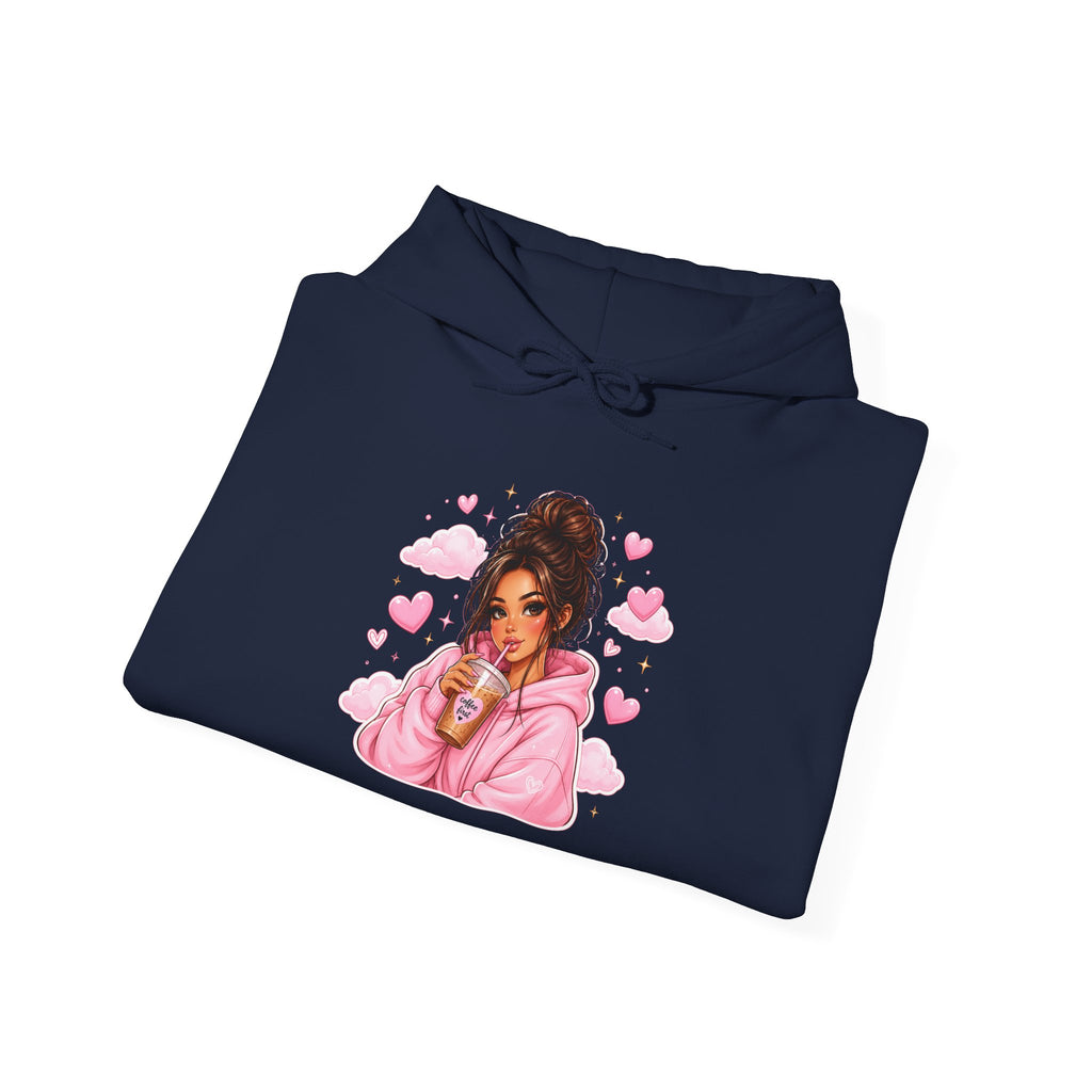 Cute Pink Heart Girl Hoodie — Cozy Graphic Sweatshirt