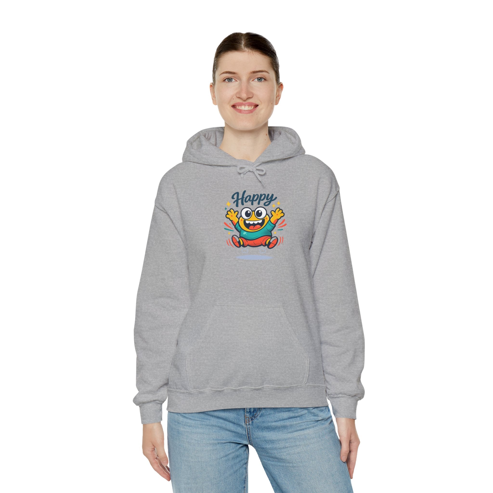 Happy Blob Cartoon Hoodie – Minimal Smiley Graphic Pullover
