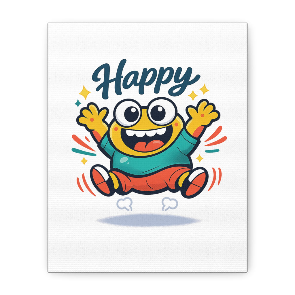 Happy Blob Cartoon Canvas | Bold Cartoon, Thick Outline, Kawaii Minimal