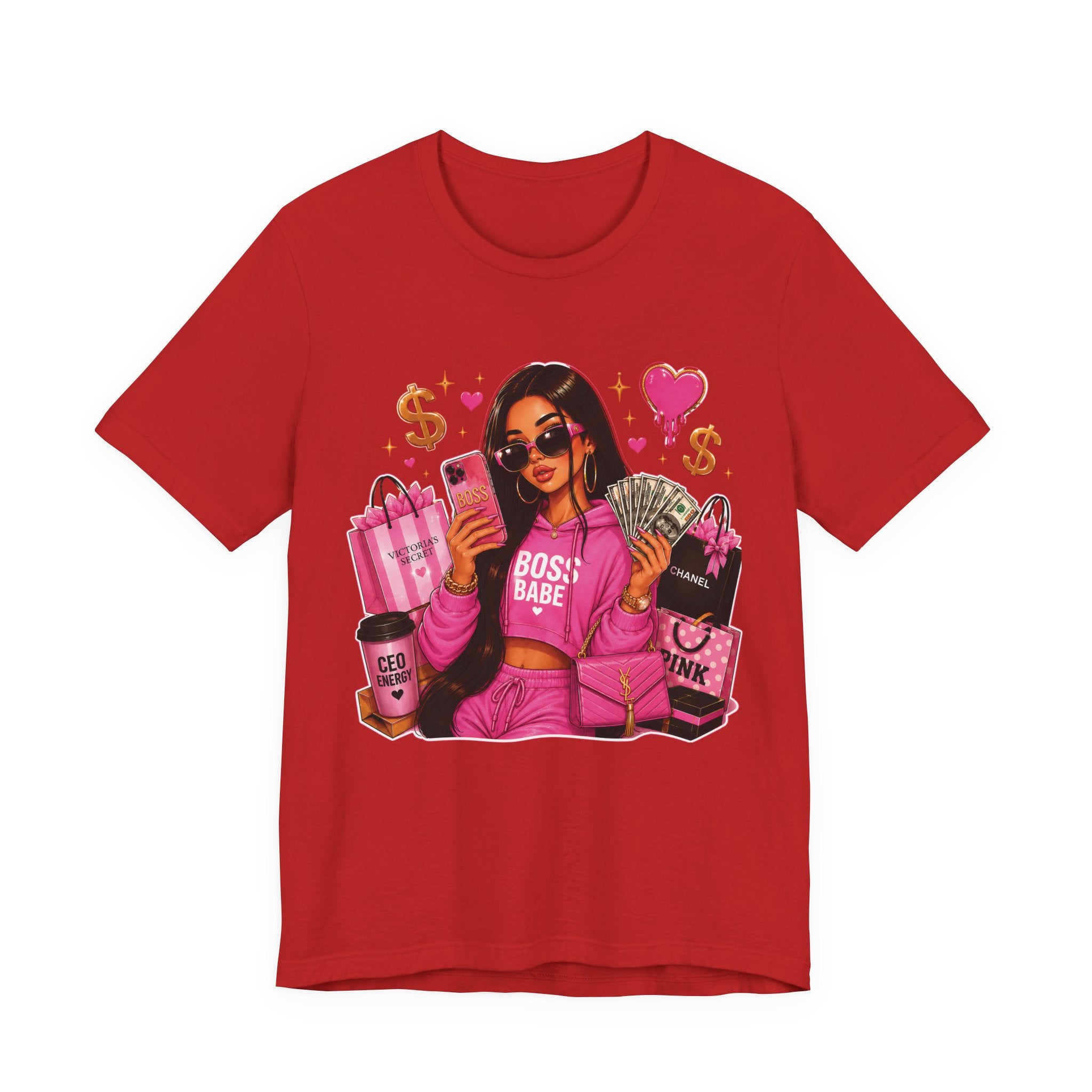 Boss Babe Pink Fashion Tee — Women’s Glam Money & Shopping Graphic Shirt