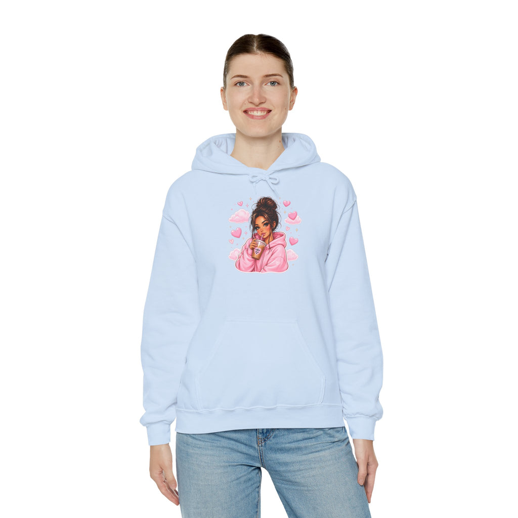 Cute Pink Heart Girl Hoodie — Cozy Graphic Sweatshirt
