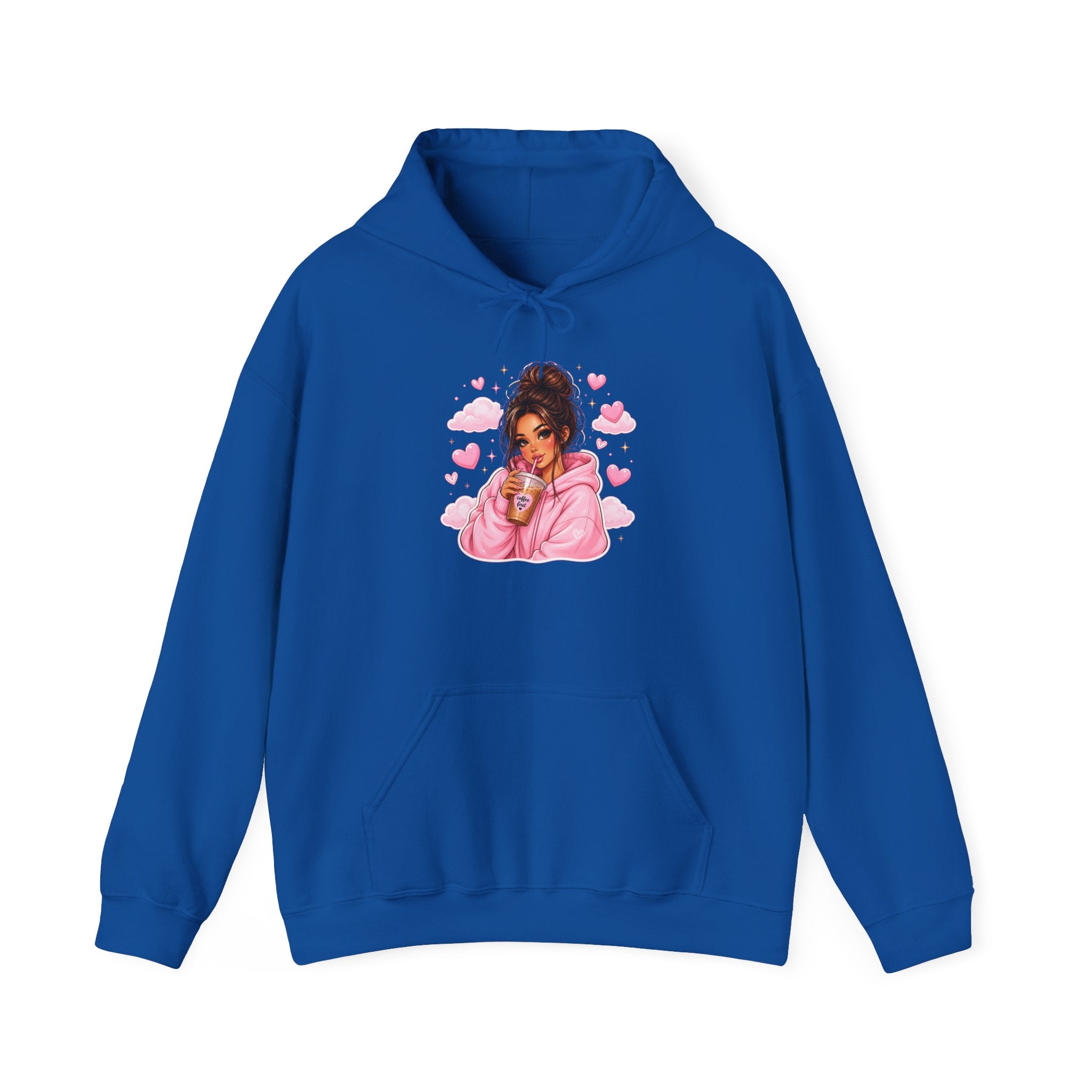 Cute Pink Heart Girl Hoodie — Cozy Graphic Sweatshirt