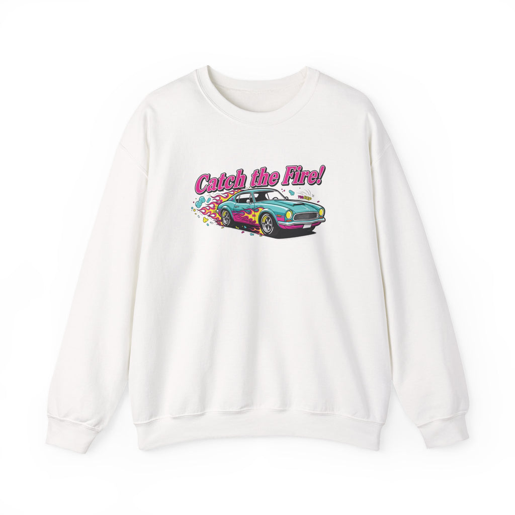 Cartoon Dragster Flames Sweatshirt | Vintage Car Illustration, Racing Flame