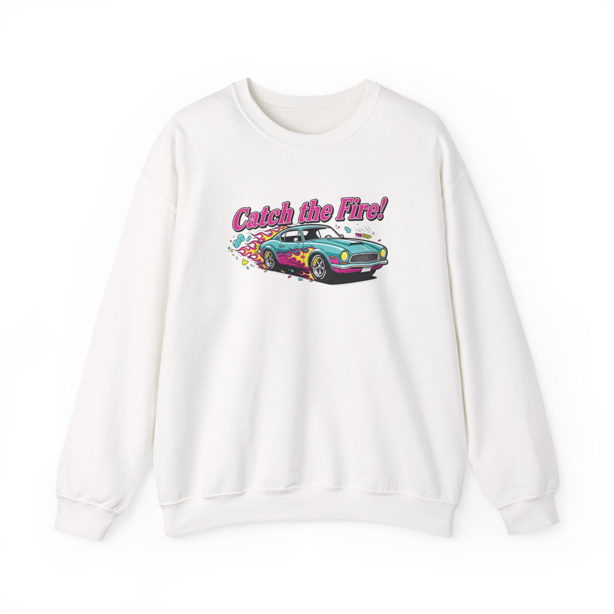 Cartoon Dragster Flames Sweatshirt | Vintage Car Illustration, Racing Flame