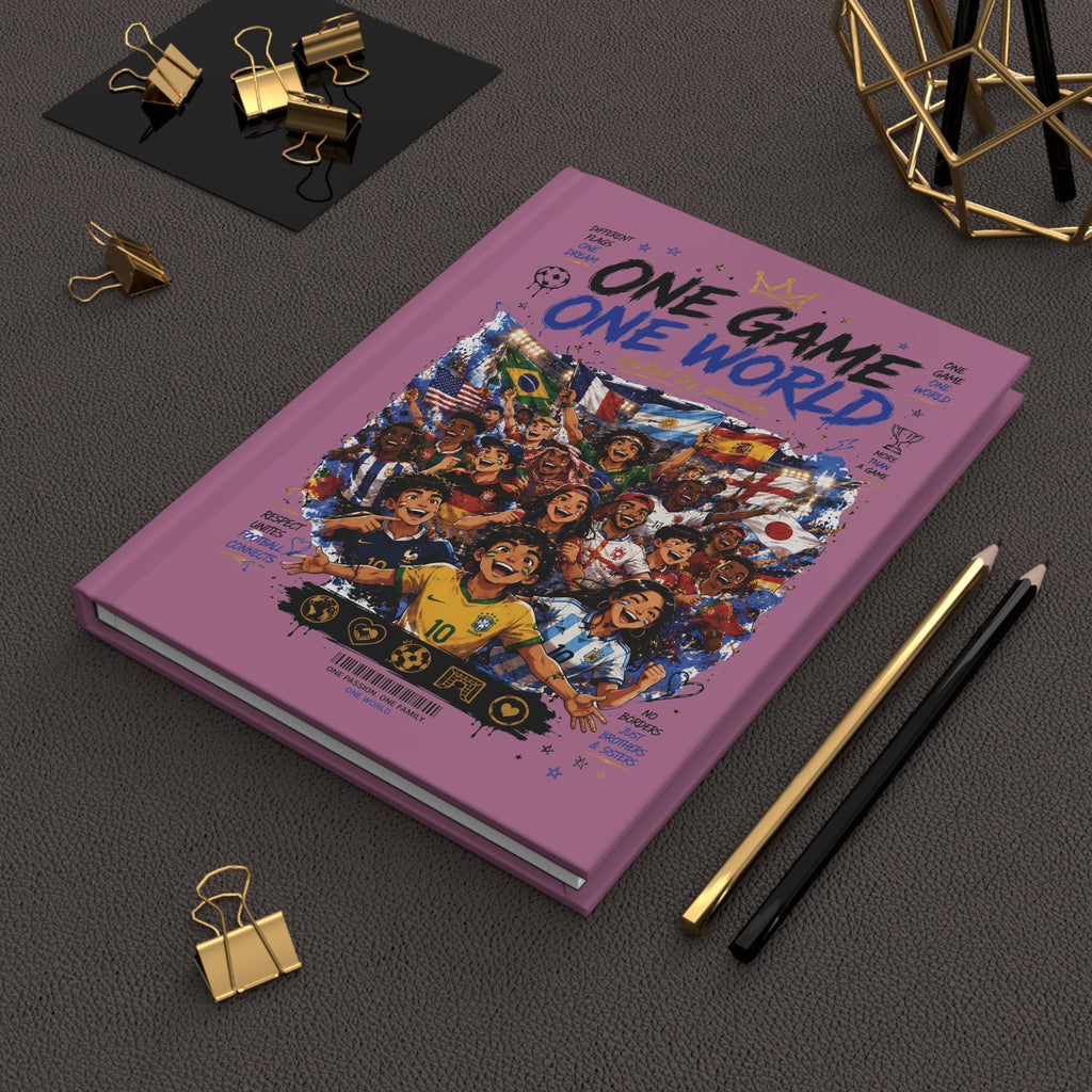 One Game One World Soccer Hardcover Journal — Personalized 10 Jersey Notebook