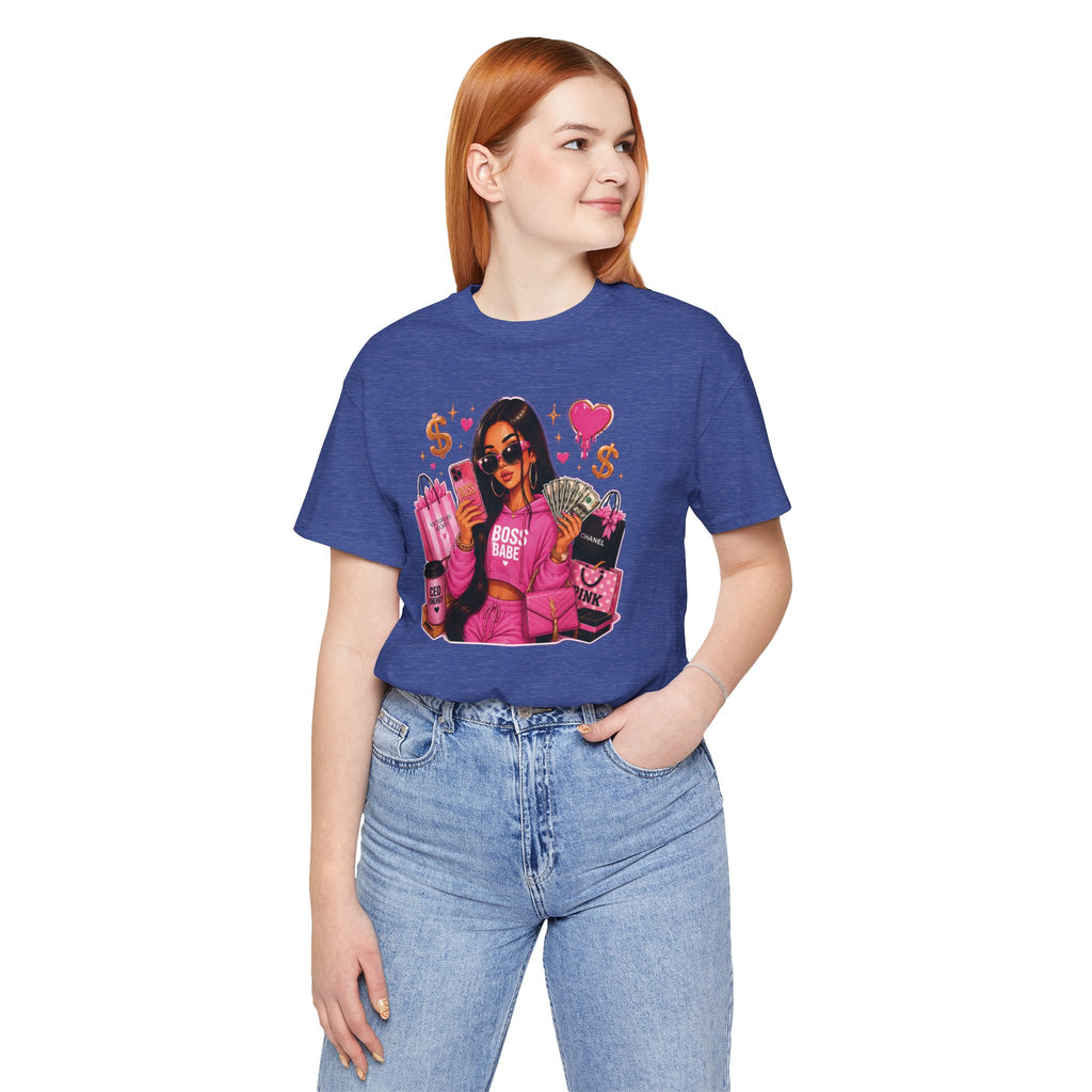 Boss Babe Pink Fashion Tee — Women’s Glam Money & Shopping Graphic Shirt