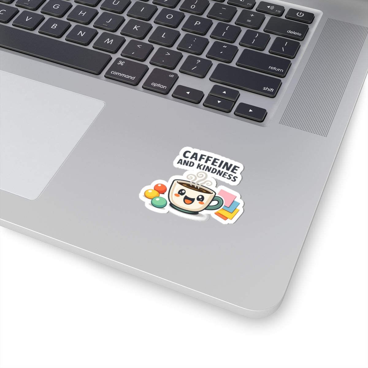 Caffeine and Kindness Sticker - Cute Coffee-Themed Decal