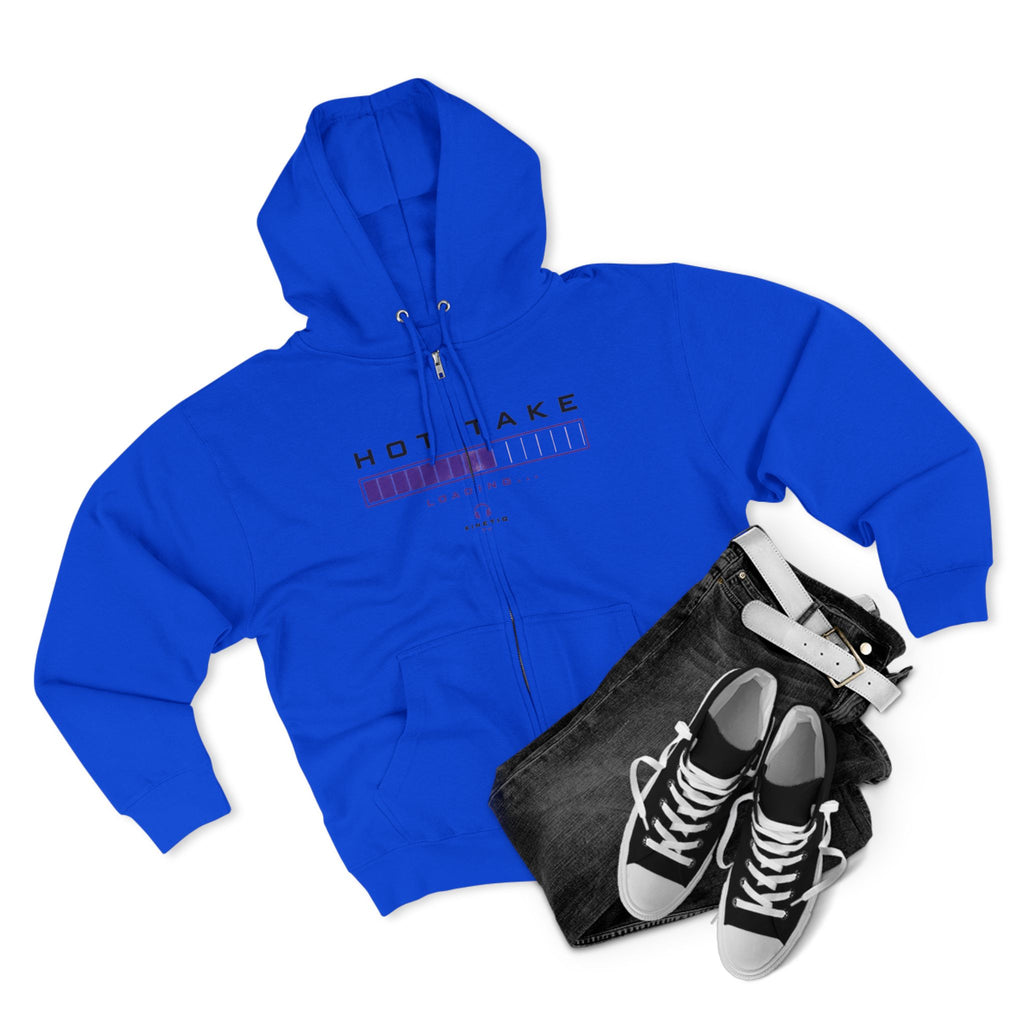Hot Take Loading Zip Hoodie — "HOT TAKE" Retro Progress Bar Zip Hoodie