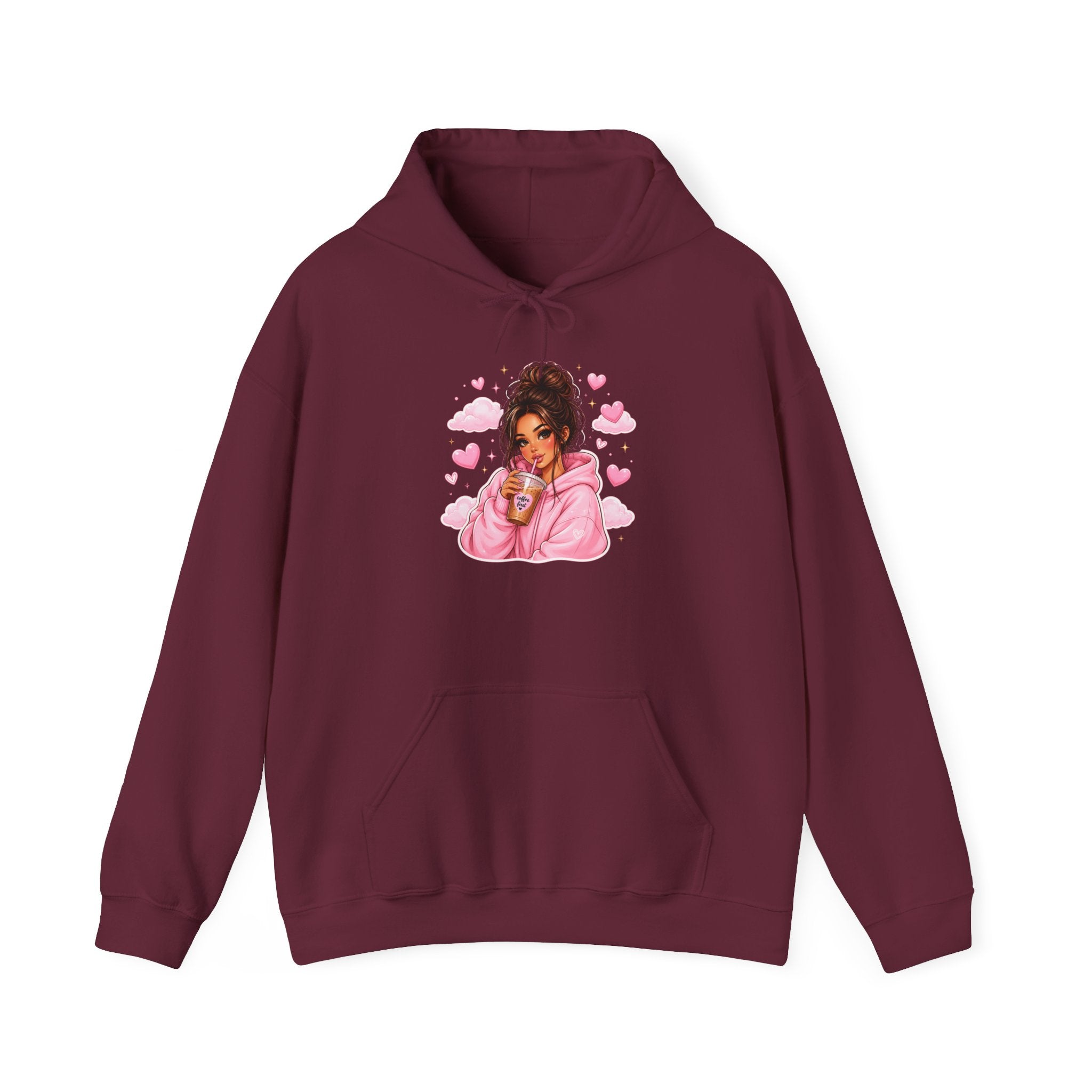 Cute Pink Heart Girl Hoodie — Cozy Graphic Sweatshirt
