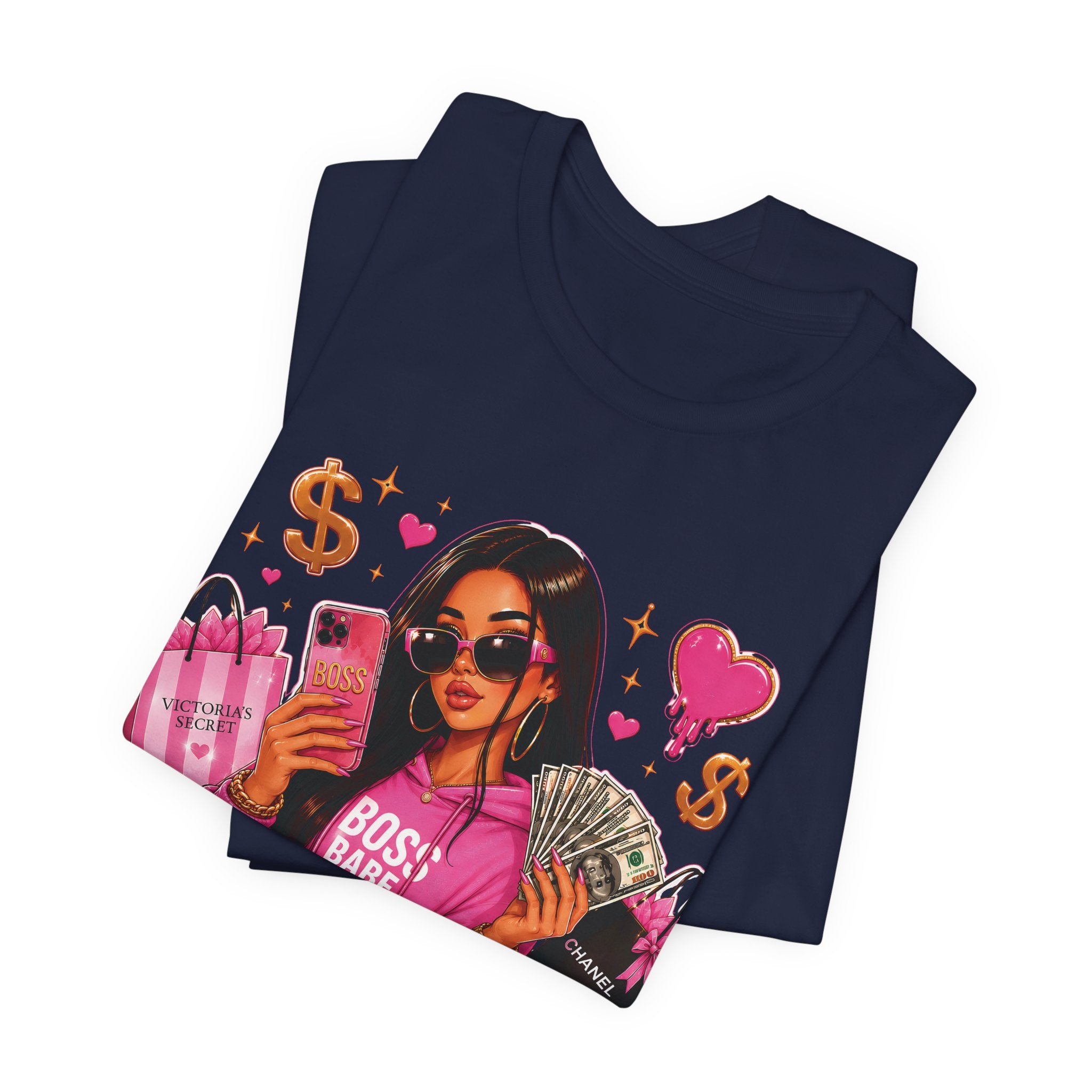 Boss Babe Pink Fashion Tee — Women’s Glam Money & Shopping Graphic Shirt