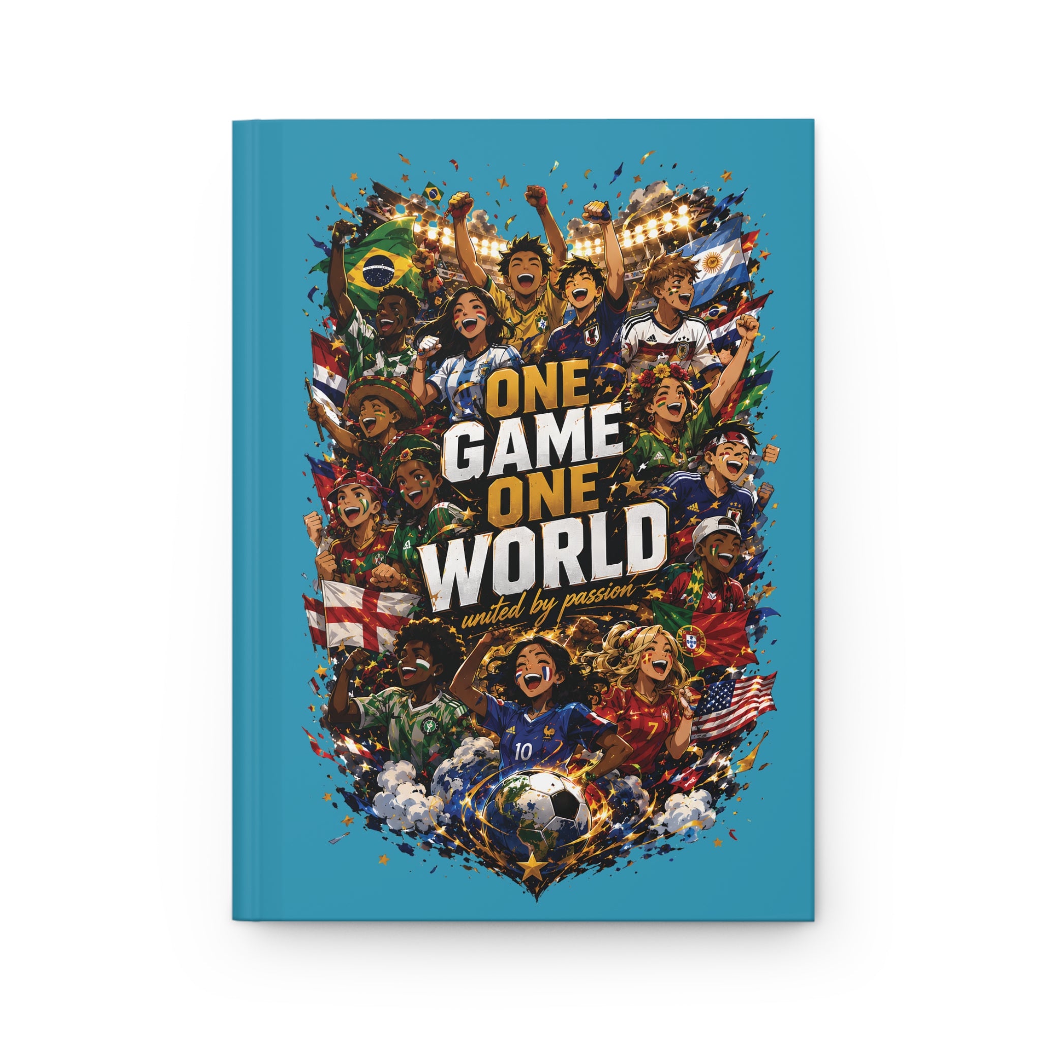Hardcover Journal — "One Game One World" Soccer Fan Notebook